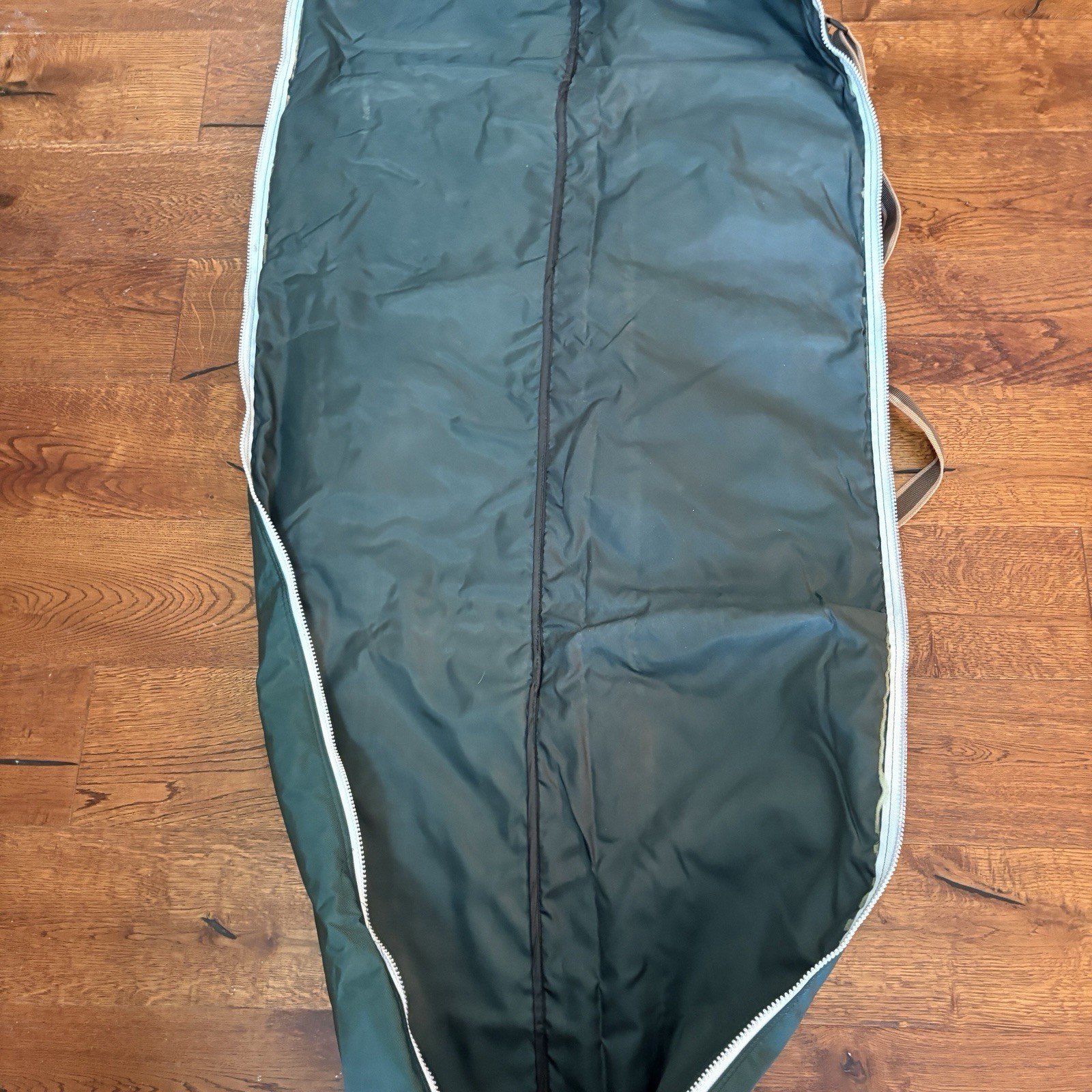 VTG Long Duffle Bag Travel Case Green Outdoor Rugged Pockets Camp Ski Fly Fish