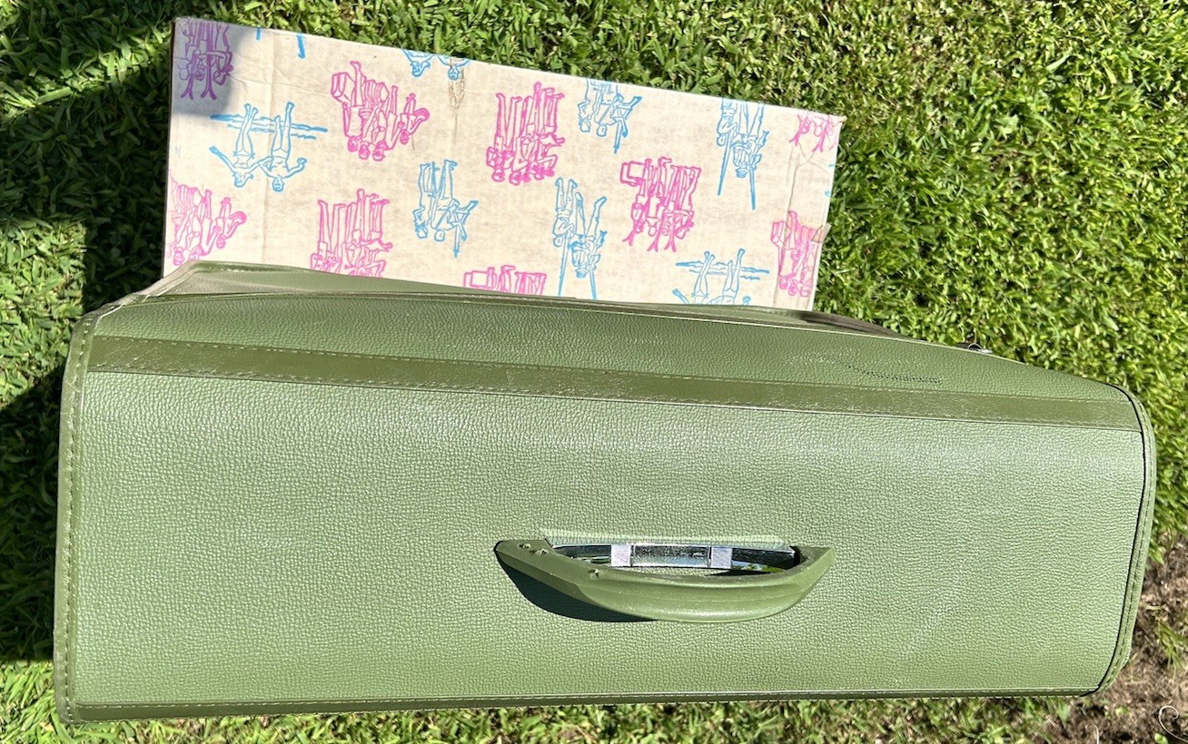 Vintage Avocado Green Luggage 3 Piece Set Hard Shell Suitcases in Boxes, No Key