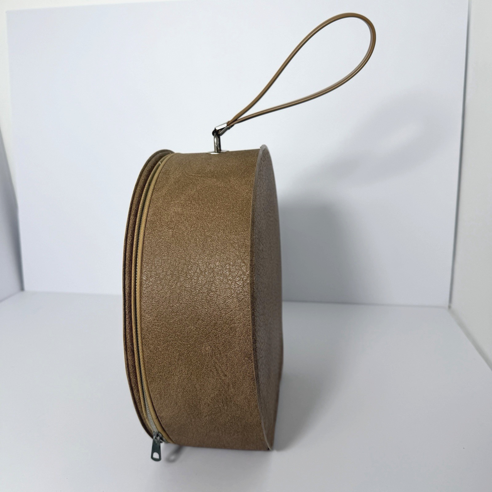 VTG MCM Round Hat Box Atomic Starburst Interior State Zipper Grandmacore