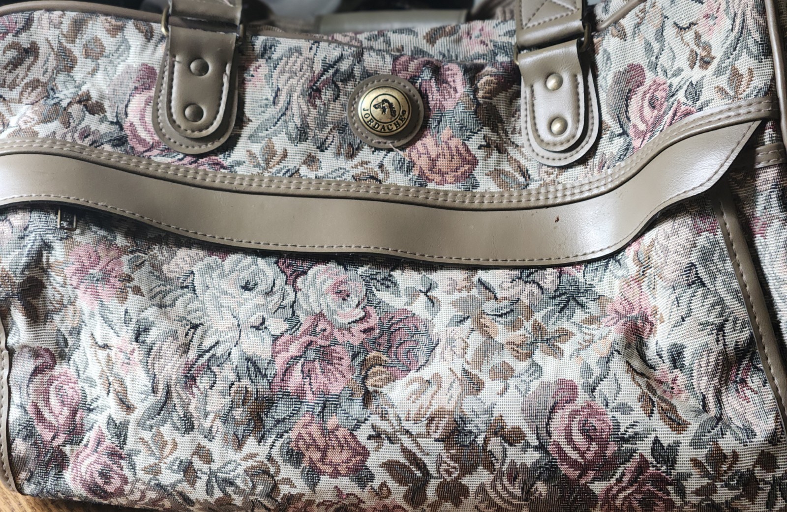 Vintage Jordache Floral Tapestry Travel Tote Carry On 90’s Luggage Duffel Bag