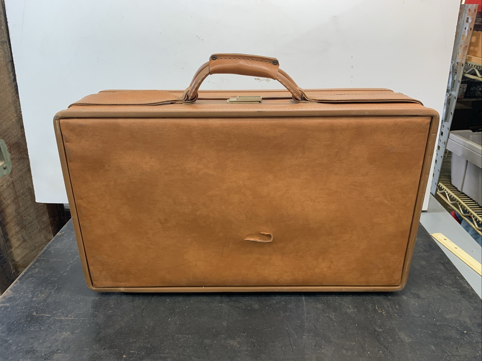 Vintage Hartmann Leather Luggage Tan Suitcase Paisley Lining