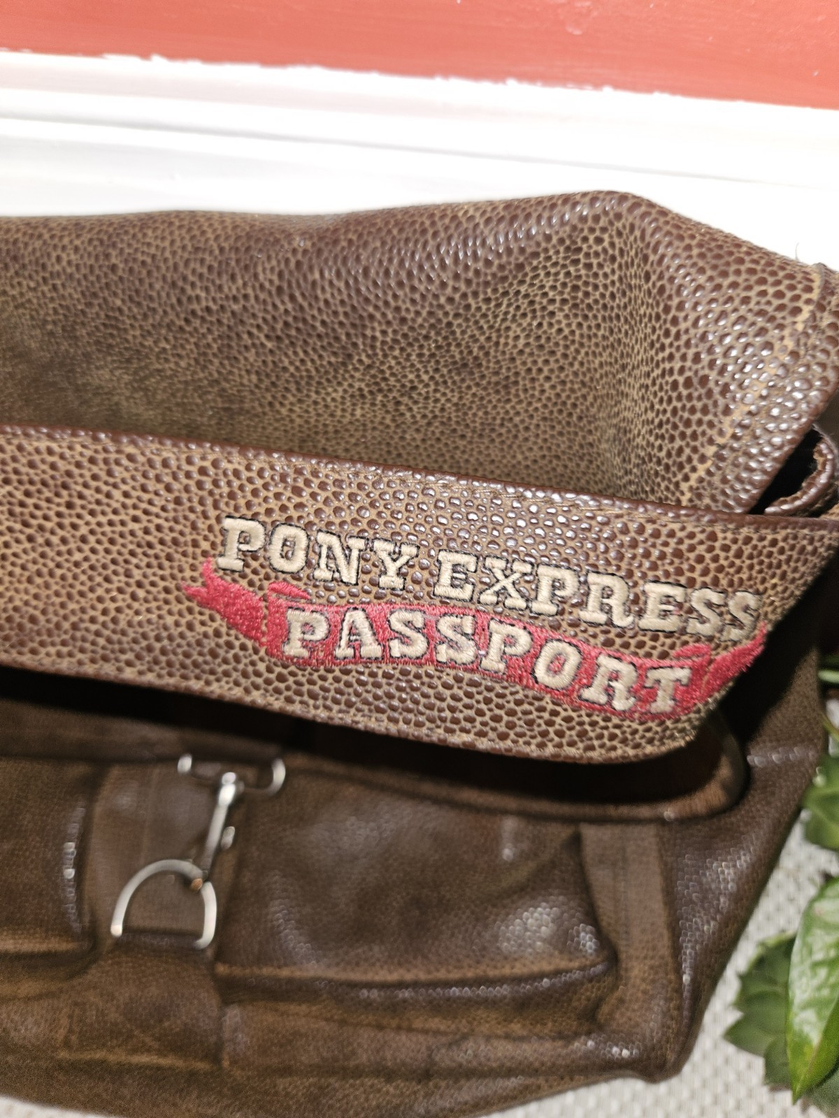 Vintage Style Pony Express Passport Messenger Bag Vegan Leather