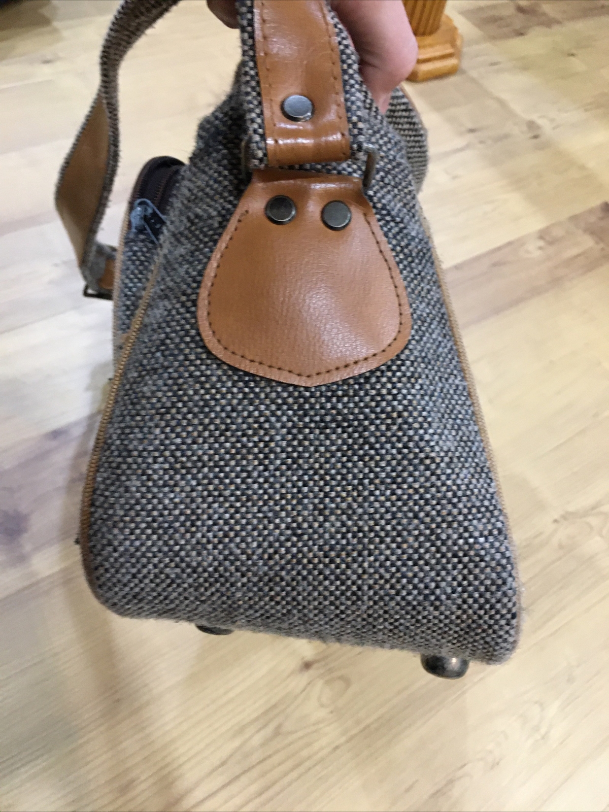 VTG 80s Pierre Cardin Brown Tweed Carry-On Shoulder Bag Strap Weekend Travel
