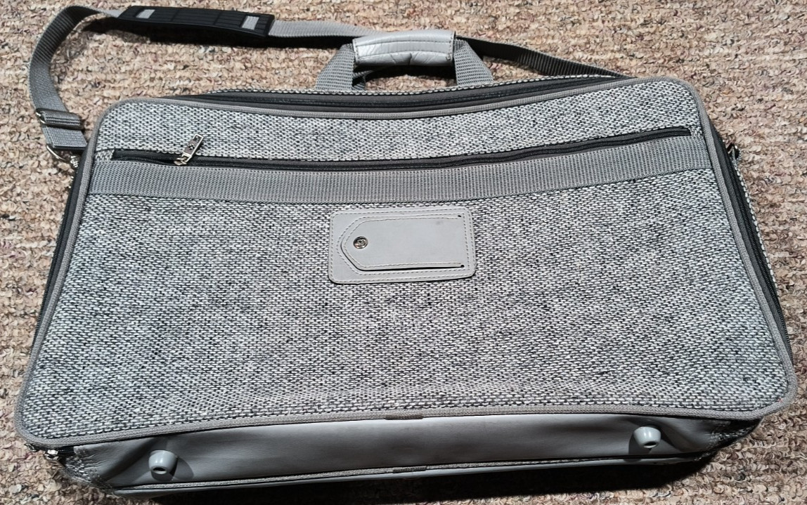 Vintage 1987 Samsonite Tweed 23” Gray Carry-On Travel Luggage