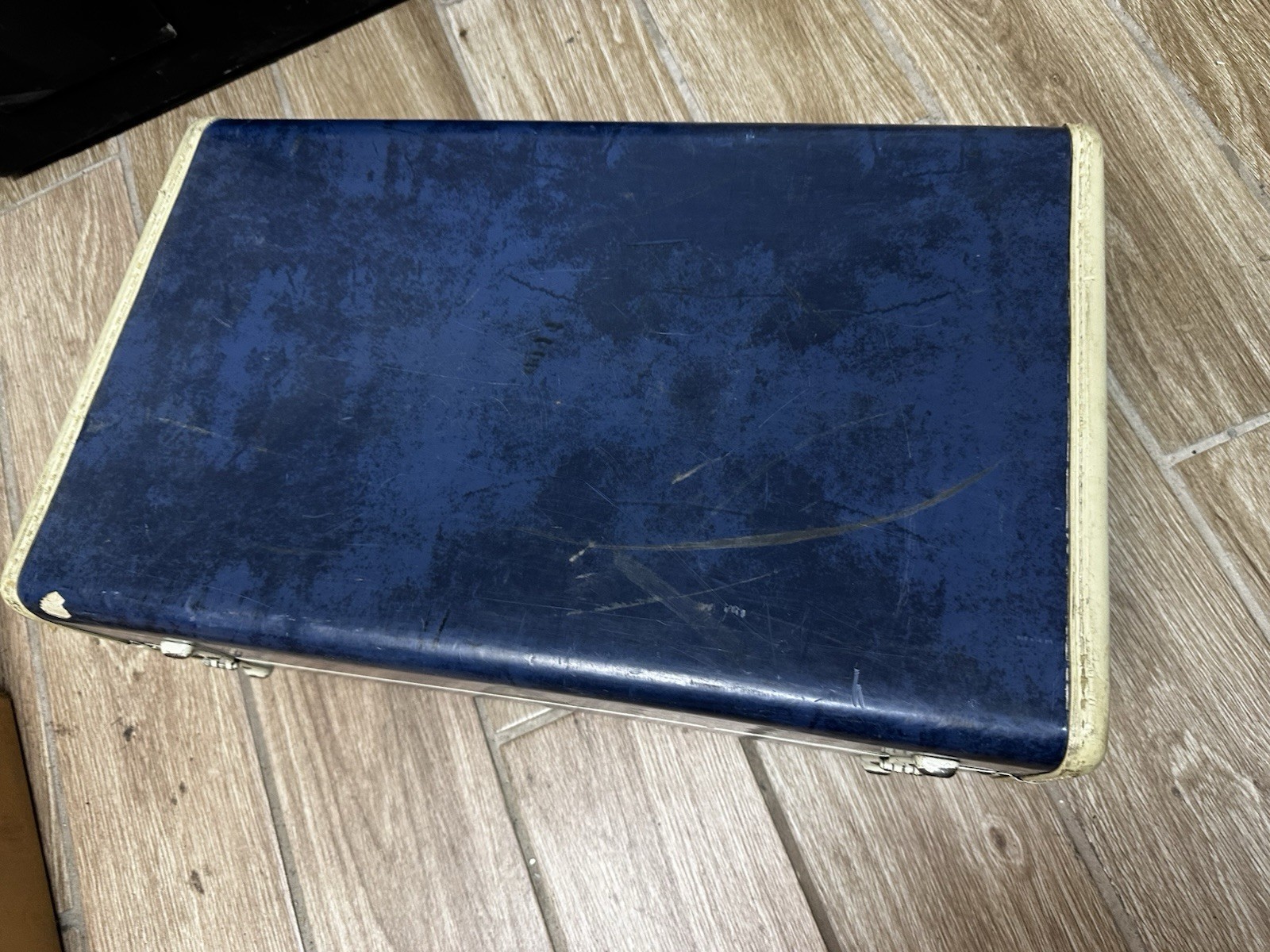 Vintage Samsonite Shwayder Bros Inc Blue Marble Luggage Suitcase Hard Shell