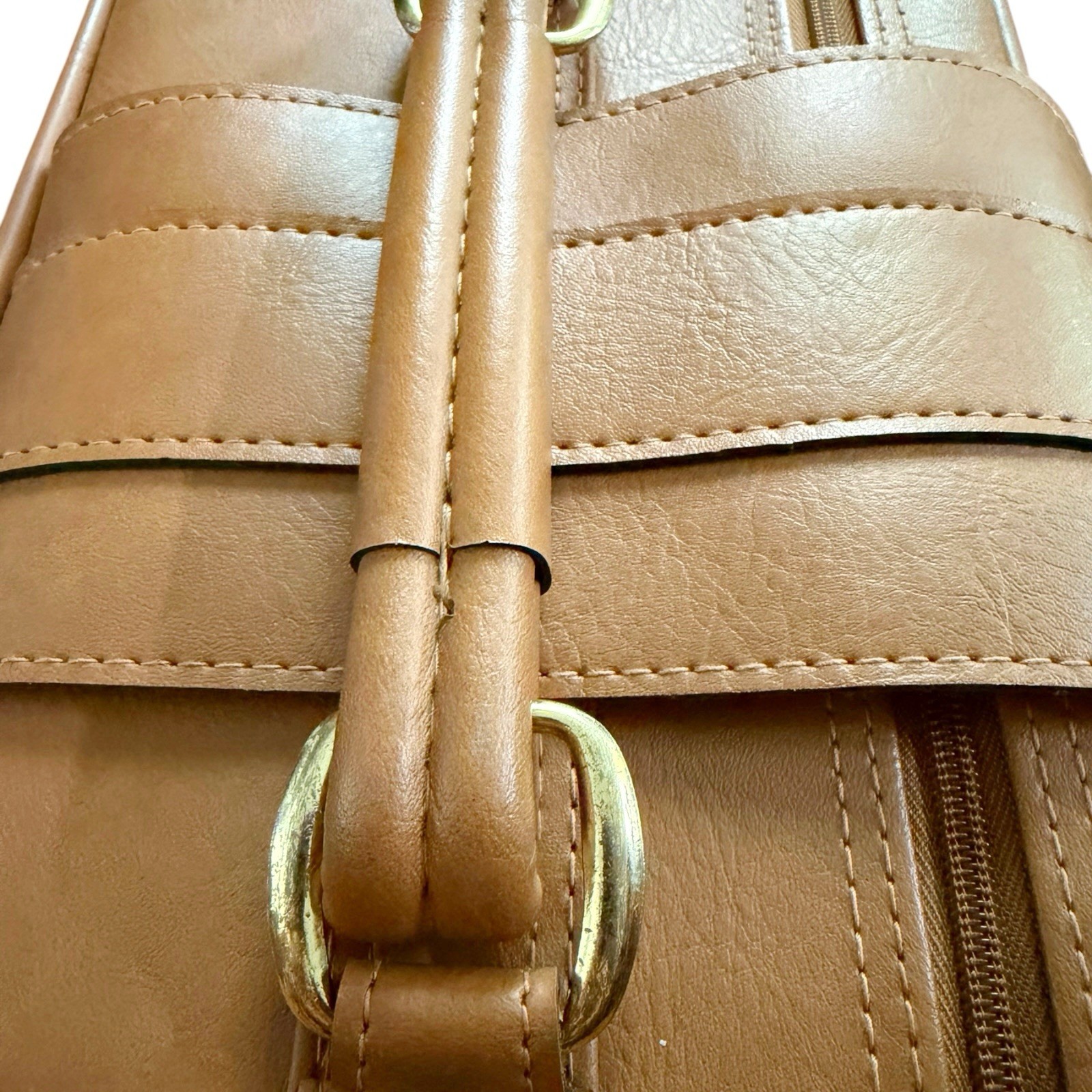 Vtg Imperial Soft Brown Faux Leather Overnight Suitcase with Buckle 20x13x8” EUC