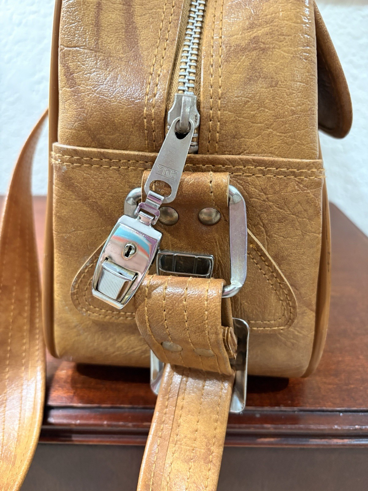 American Tourister Vintage Travel Shoulder Bag 1975 Brown Vinyl