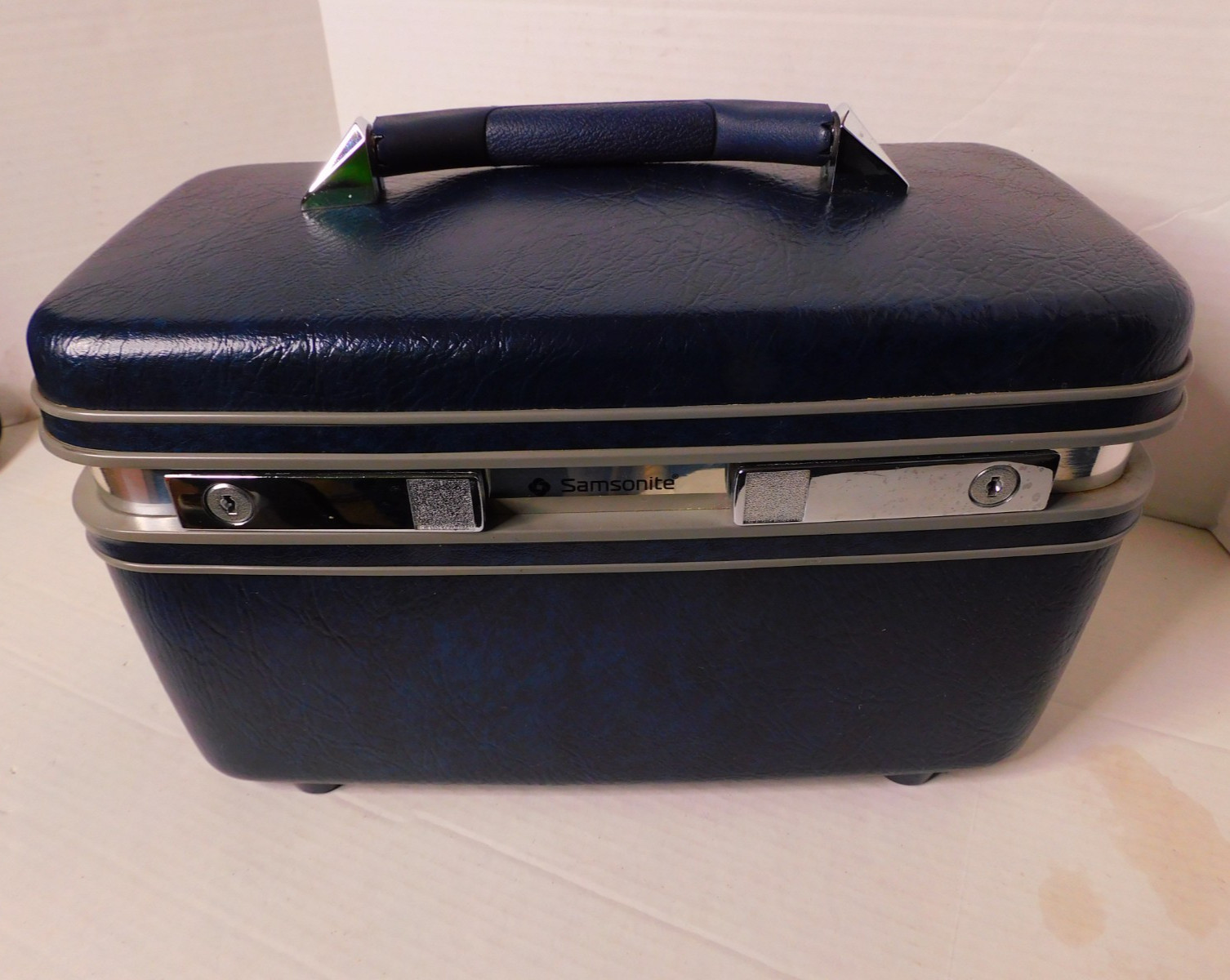 Samsonite Vintage Travel Hard Case – Full Mirror – No Tray – Dark Blue – EUC!