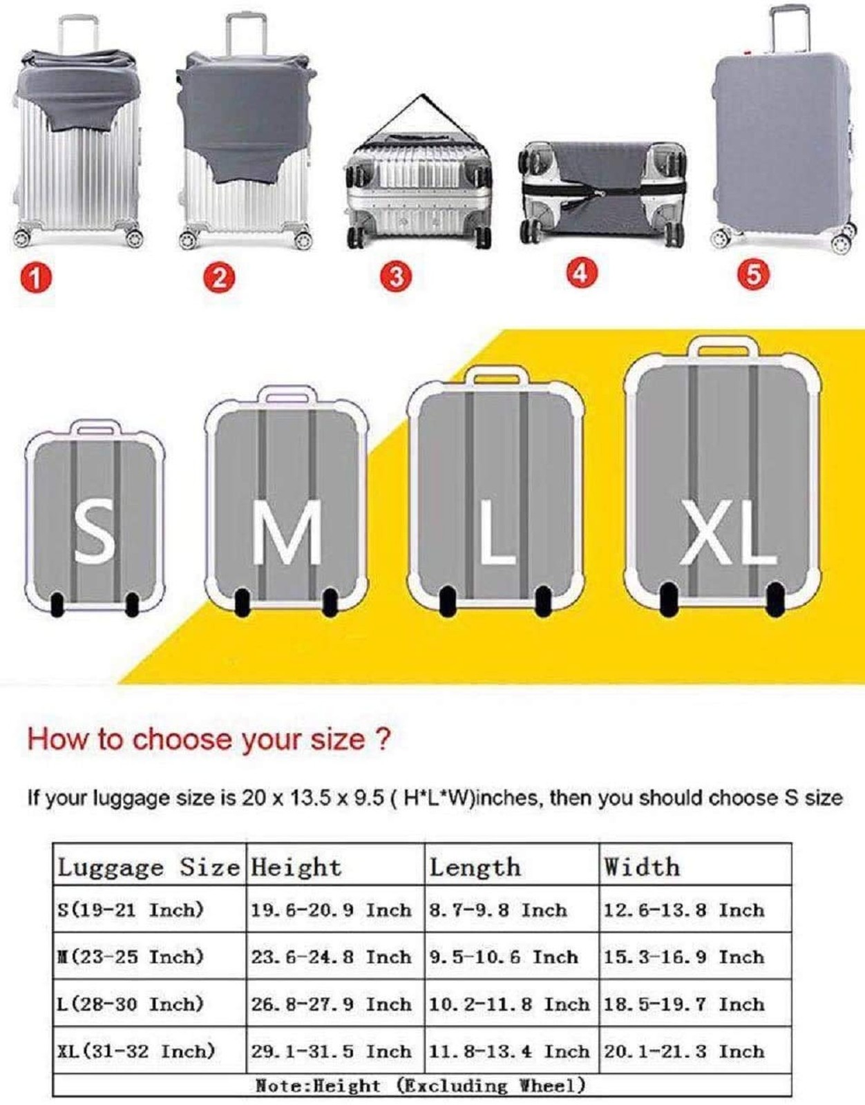 Travel Luggage Cover Protector, Washable Suitcase Protector Anti-scratch Span…
