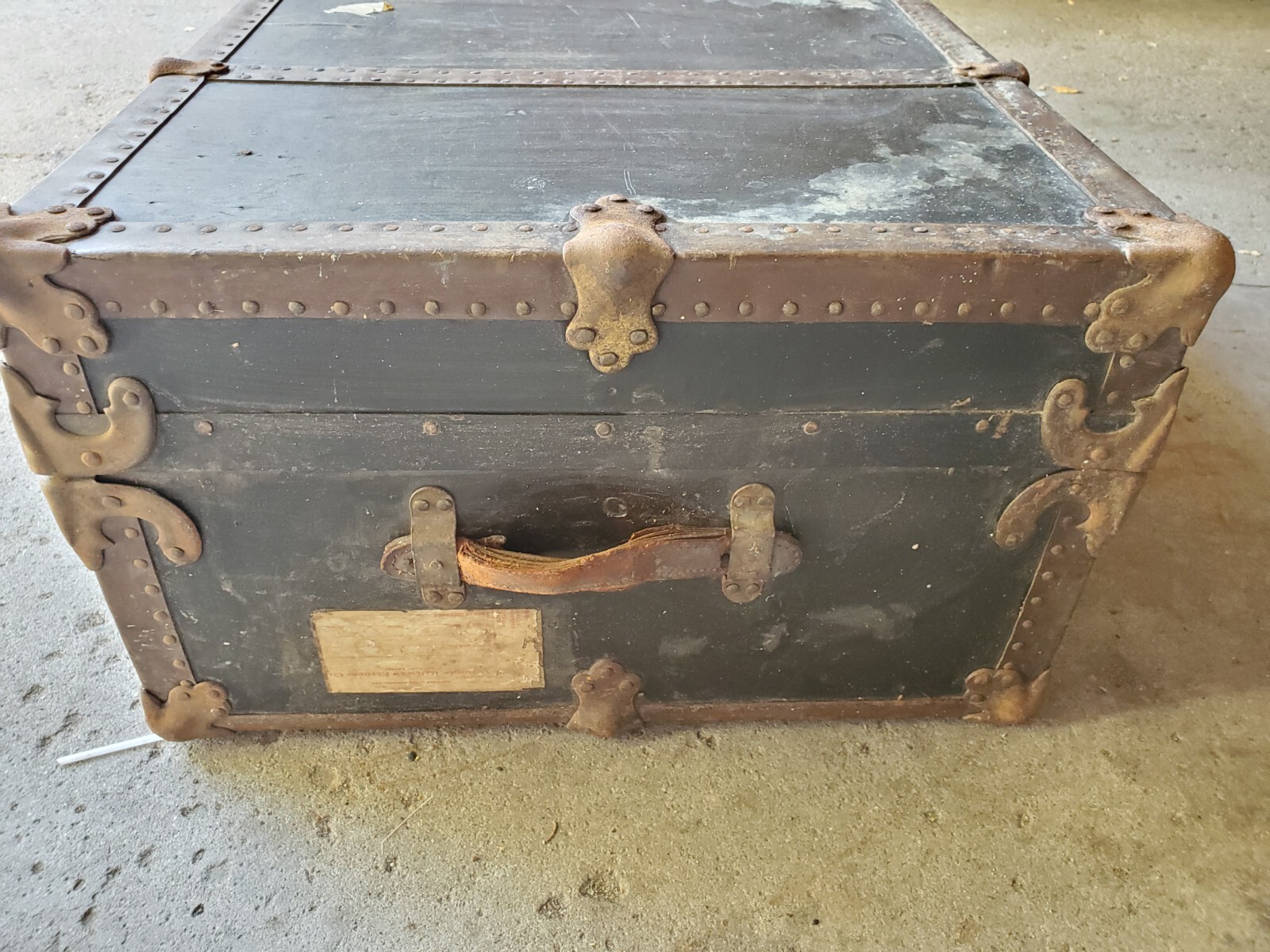 Antique Stage Coach Steamer Trunk Travel Chest Suitcase Pink Flowers & Birds