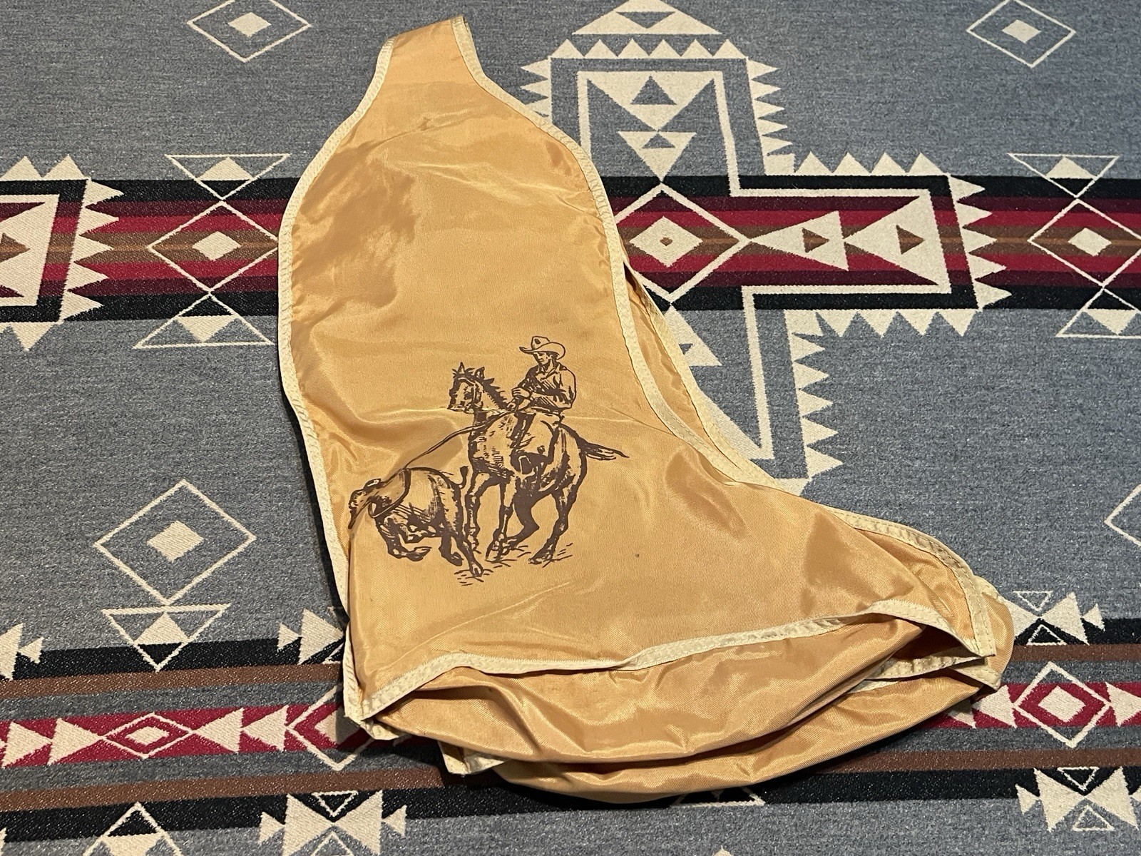 Barney Bag Boot Storage Travel Bag Western Cowboy Print Made USA Over Shoulders