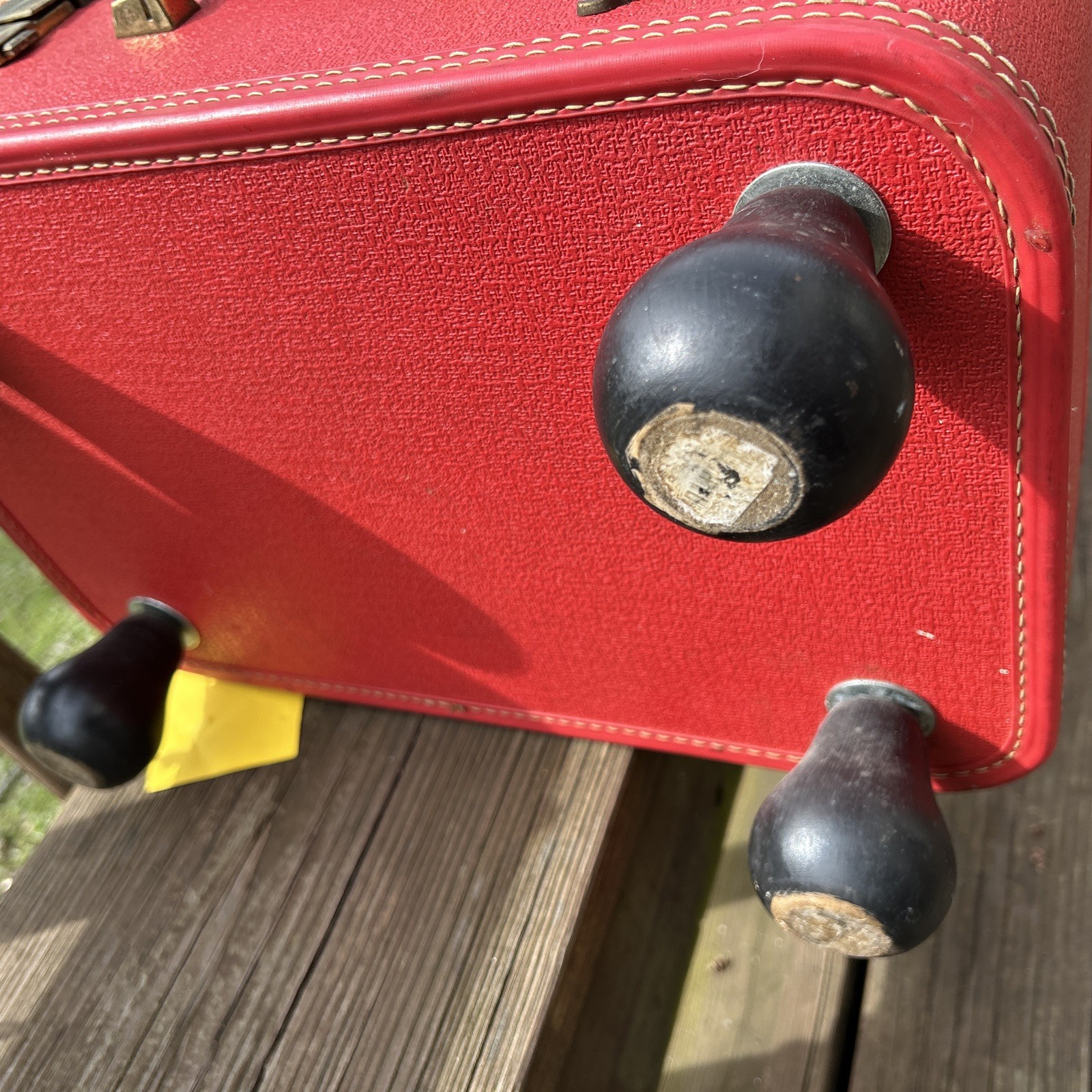 Rare Vintage RETRO RED STARLINE SUITCASE With Feet 1950-60s Hippie End Table