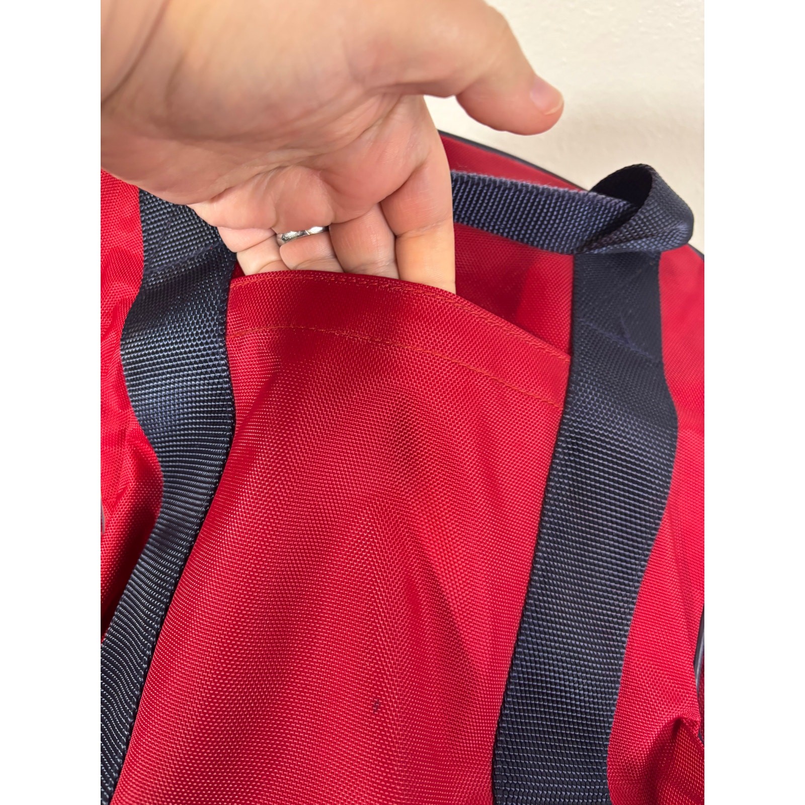 Lands’ End Vintage 90s Red Travel Nylon Carry-On Weekend Luggage Tote Bag
