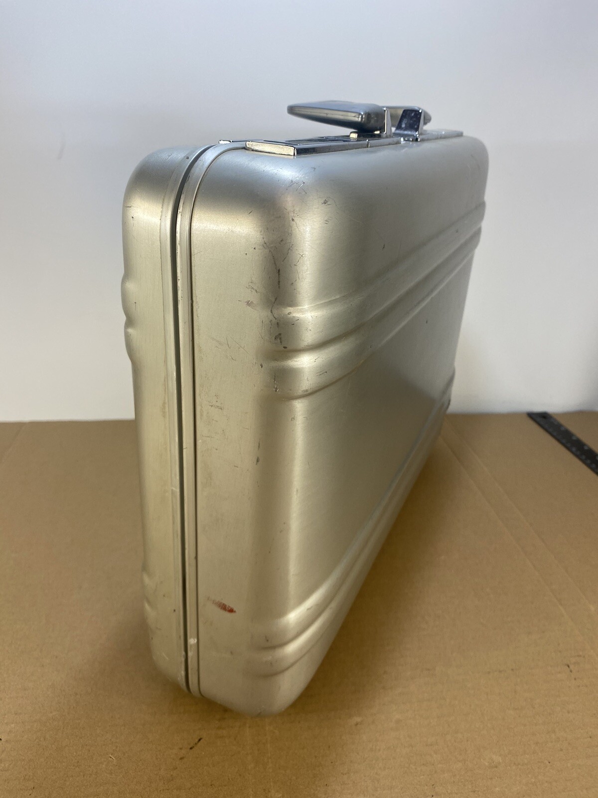 Vintage 80s Space Age Aluminum Briefcase w/ Combination Lock Folder Binder Mod