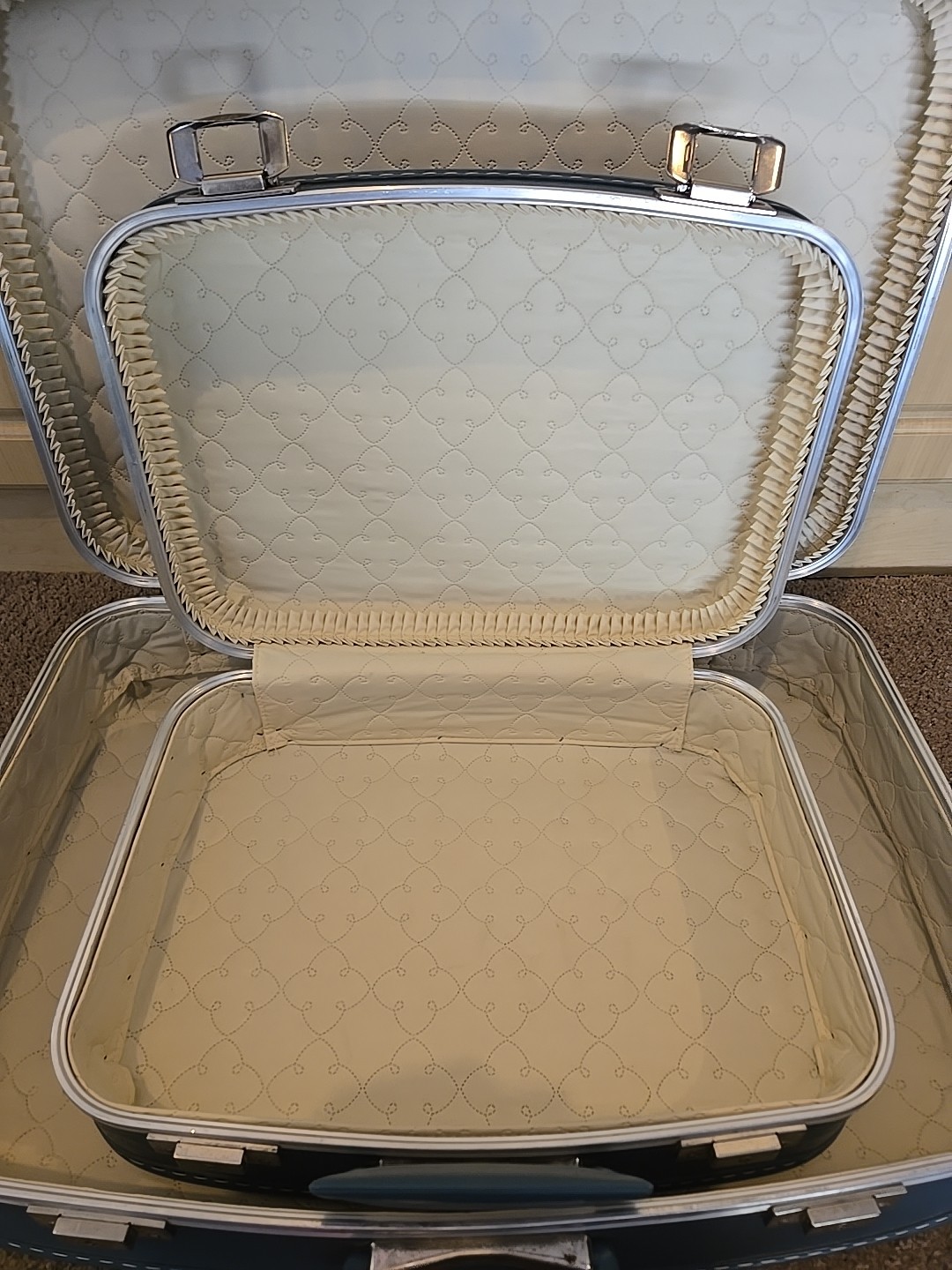 MCM Vintage 1970’s Powder Blue Hard Shell Nesting Luggage Suitcases Set Of 2