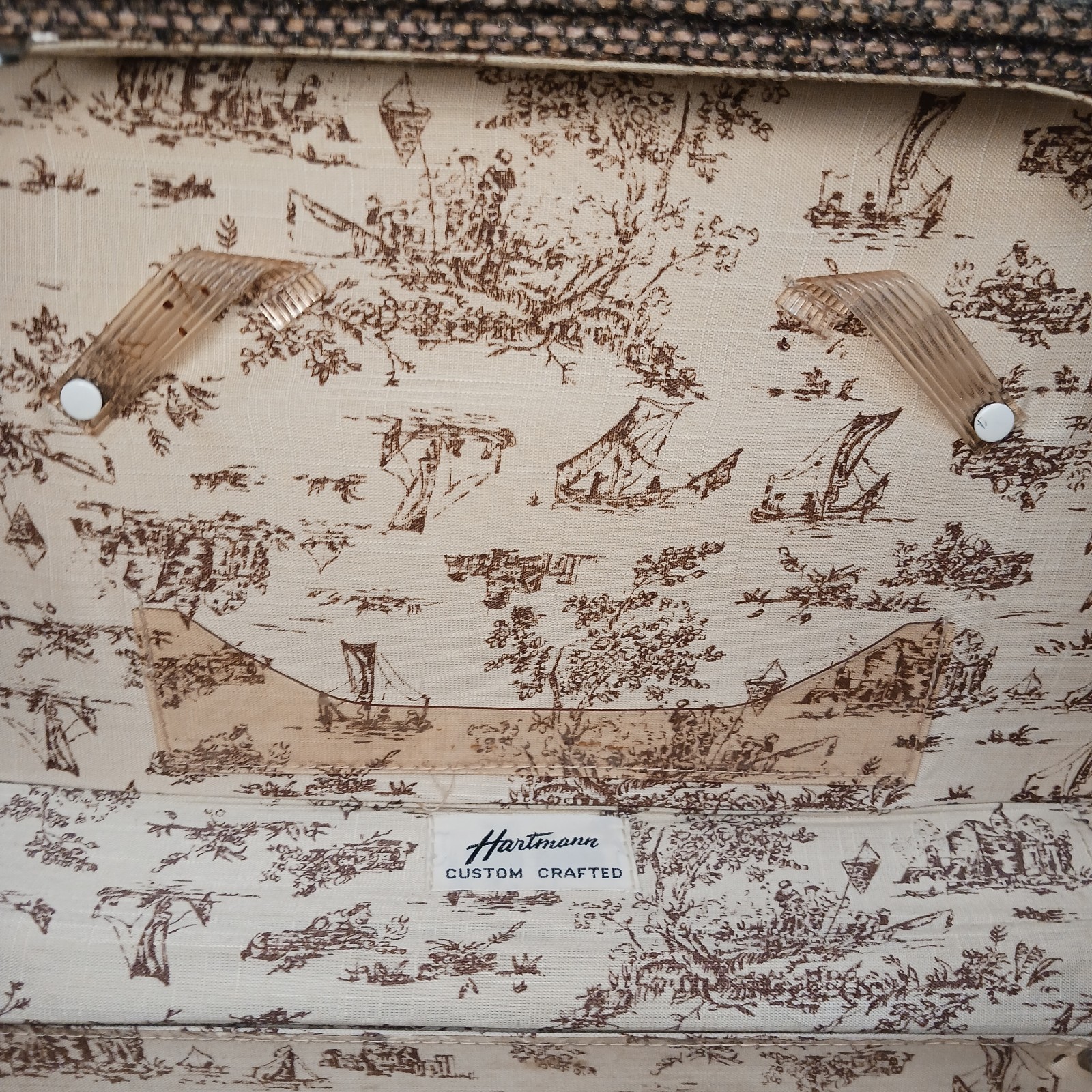 Hartmann Vintage Tweed Leather Train Case Makeup Toile Interior 15″ Travel Bag