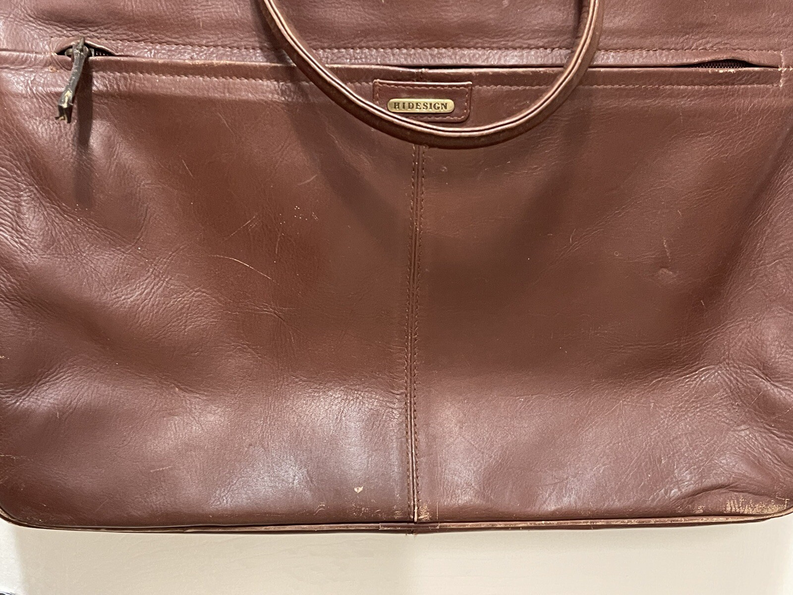 HIDESIGN Leather Laptop Bag ~Business Briefcase Satchel Brown Distressed Vintage
