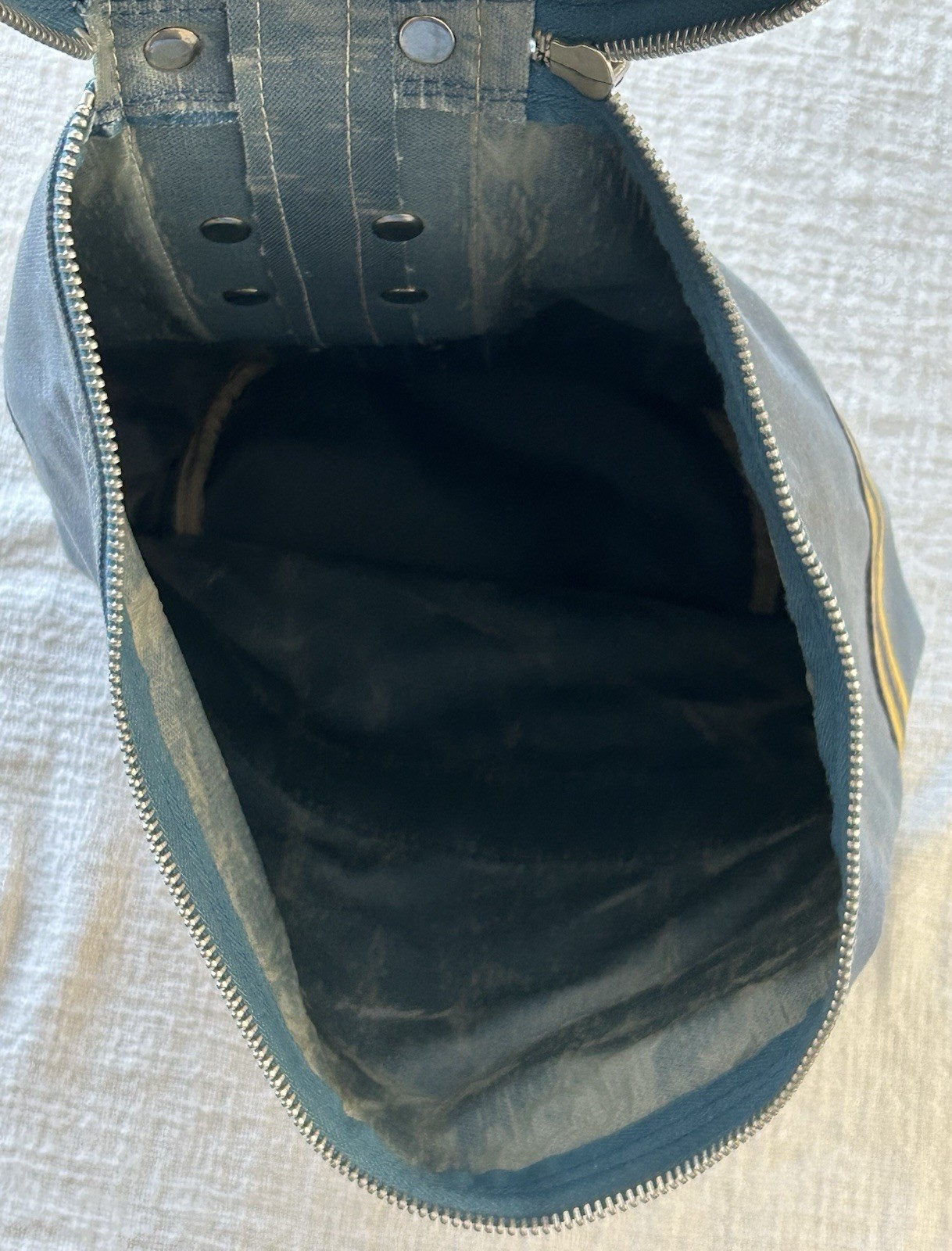 Vintage Duck Away Bag 1970s Made In Japan Canvas Bag Blue Yellow Leather Trim