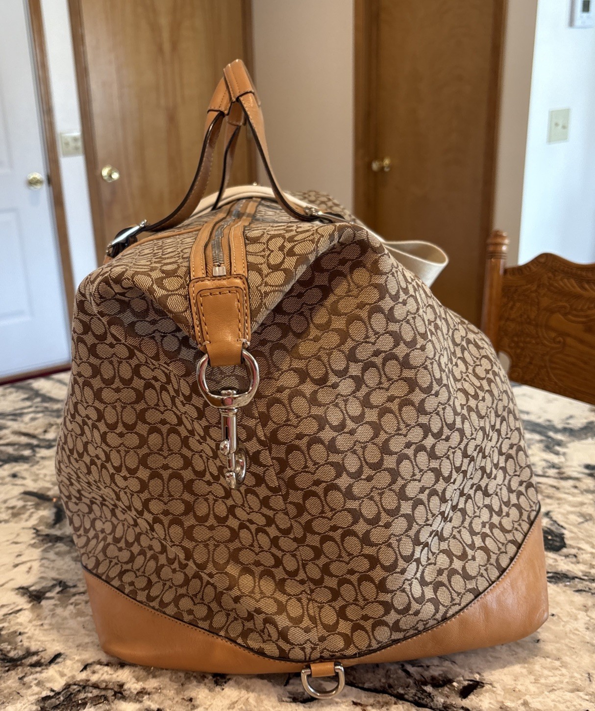 Vintage 2009 Coach XL Duffle Weekender Bag Transatlantic Signature Voyager Rare