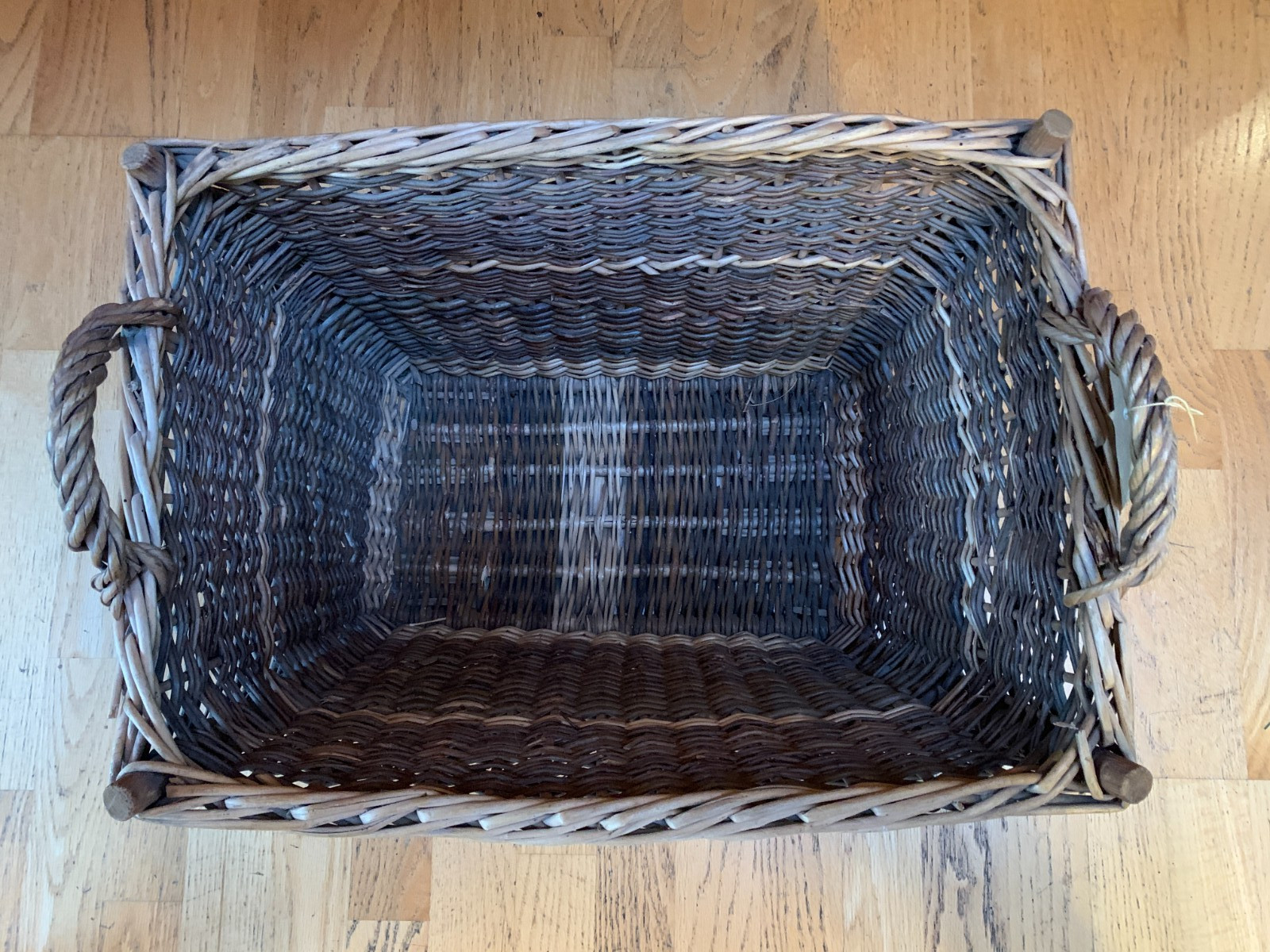 Vintage Woven Basket w/ Original Deutsche Reichsbahn Luggage Tag Karl‑Marx‑Stadt