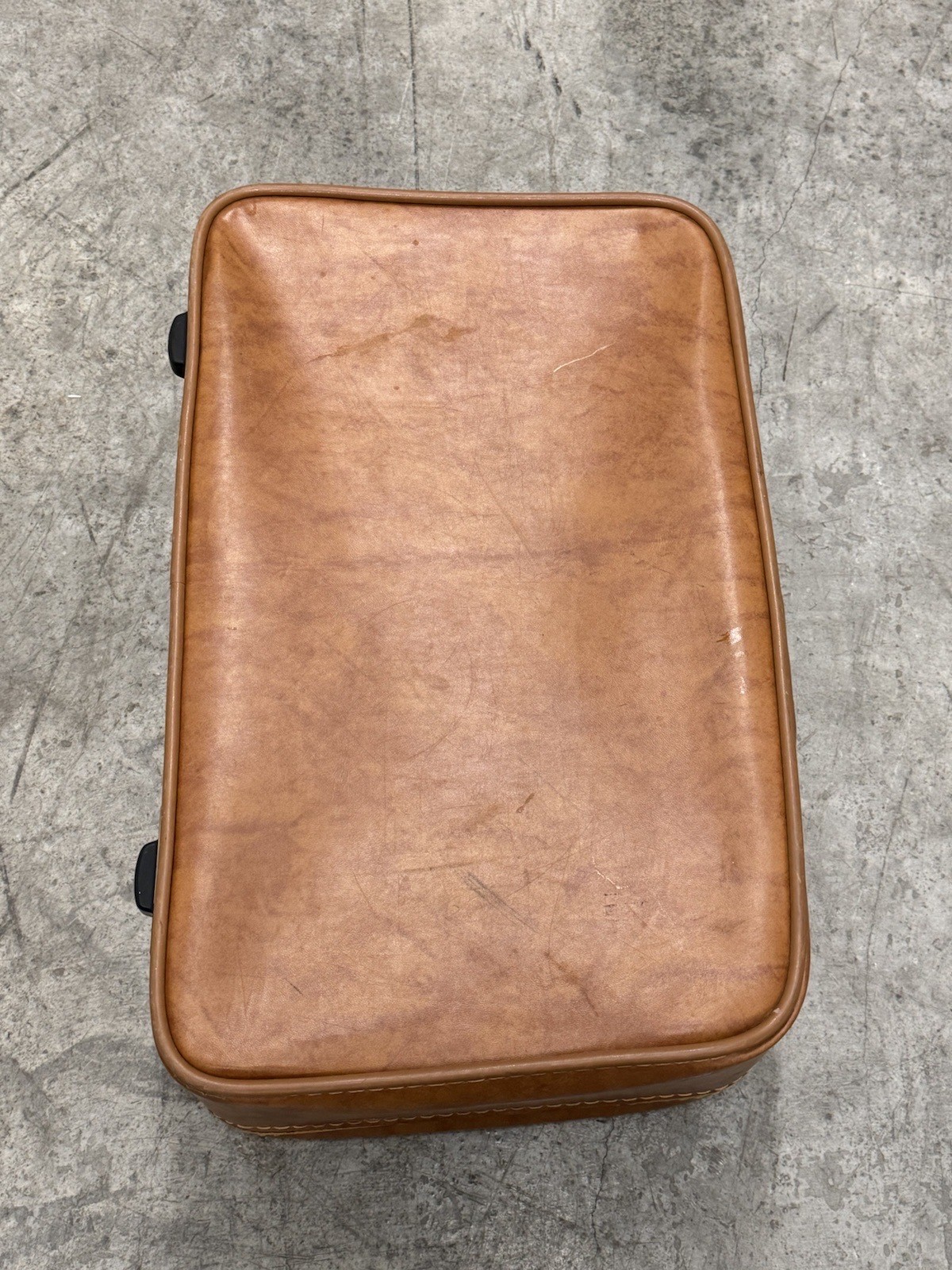 Vintage MCM Sears Featherlite Brown Pullman Suitcase