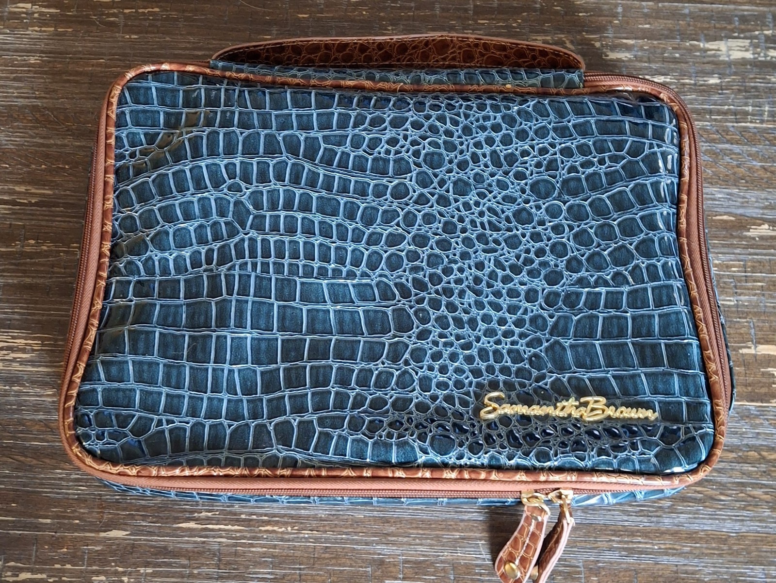 Vintage Samantha Brown Faux Crocodile Travel/Toiletry Bag With Handle
