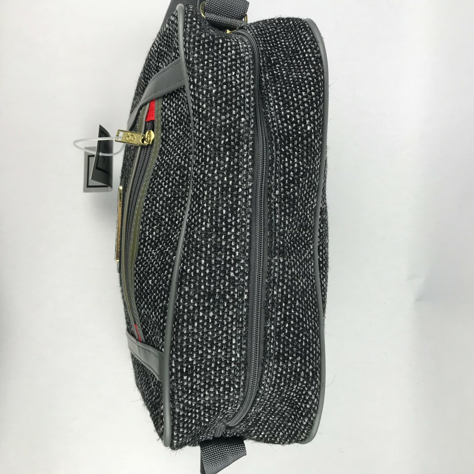 X3 VTG NWT OSCAR DE LA RENTA Tweed Luggage Travel Bag Gray Duffle Garment