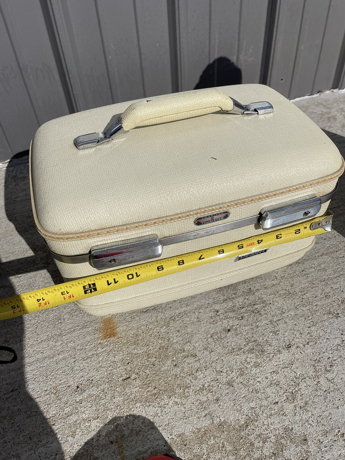 Vtg White American Tourister Tri Taper Train Case Luggage Carry On Suitcase NL
