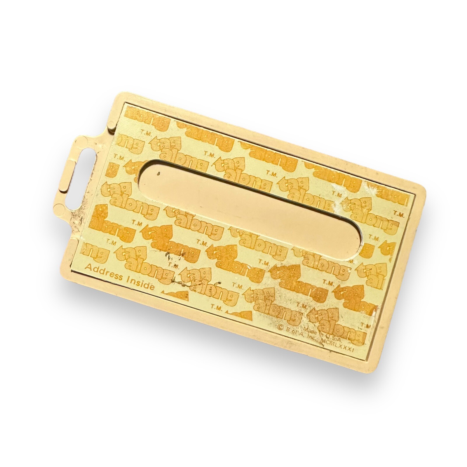 Vintage Luggage Tag Along Retro 90s 80s Rainbow Music USA Lisa Frank Style