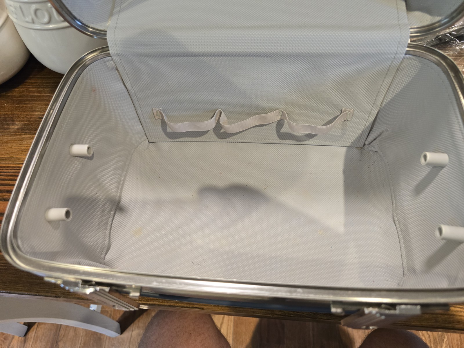Vintage 1960s gray train case AMERICAN TOURISTER hardshell travel luggage silver