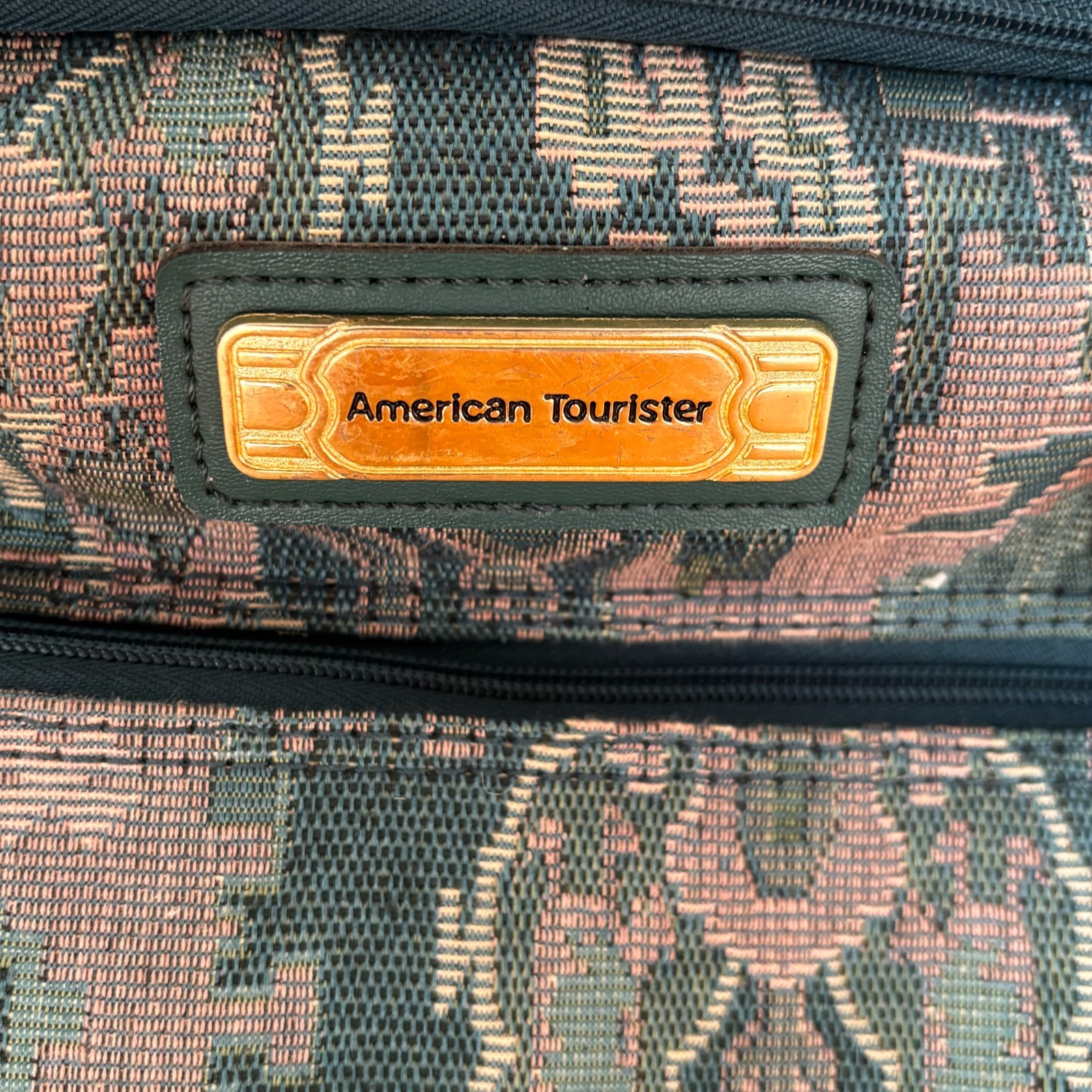 Vintage American Tourister Floral Teal Purple Tapestry Duffel Carry On Luggage