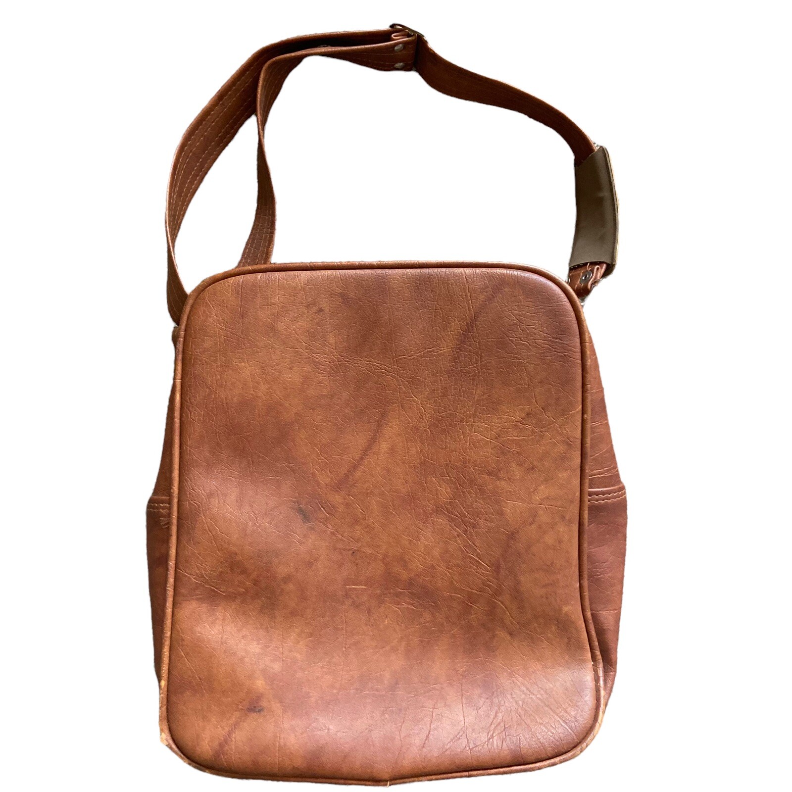 Vintage Samsonite Bag Tote Carry Leather Light Brown With Strap Zipper Pockets