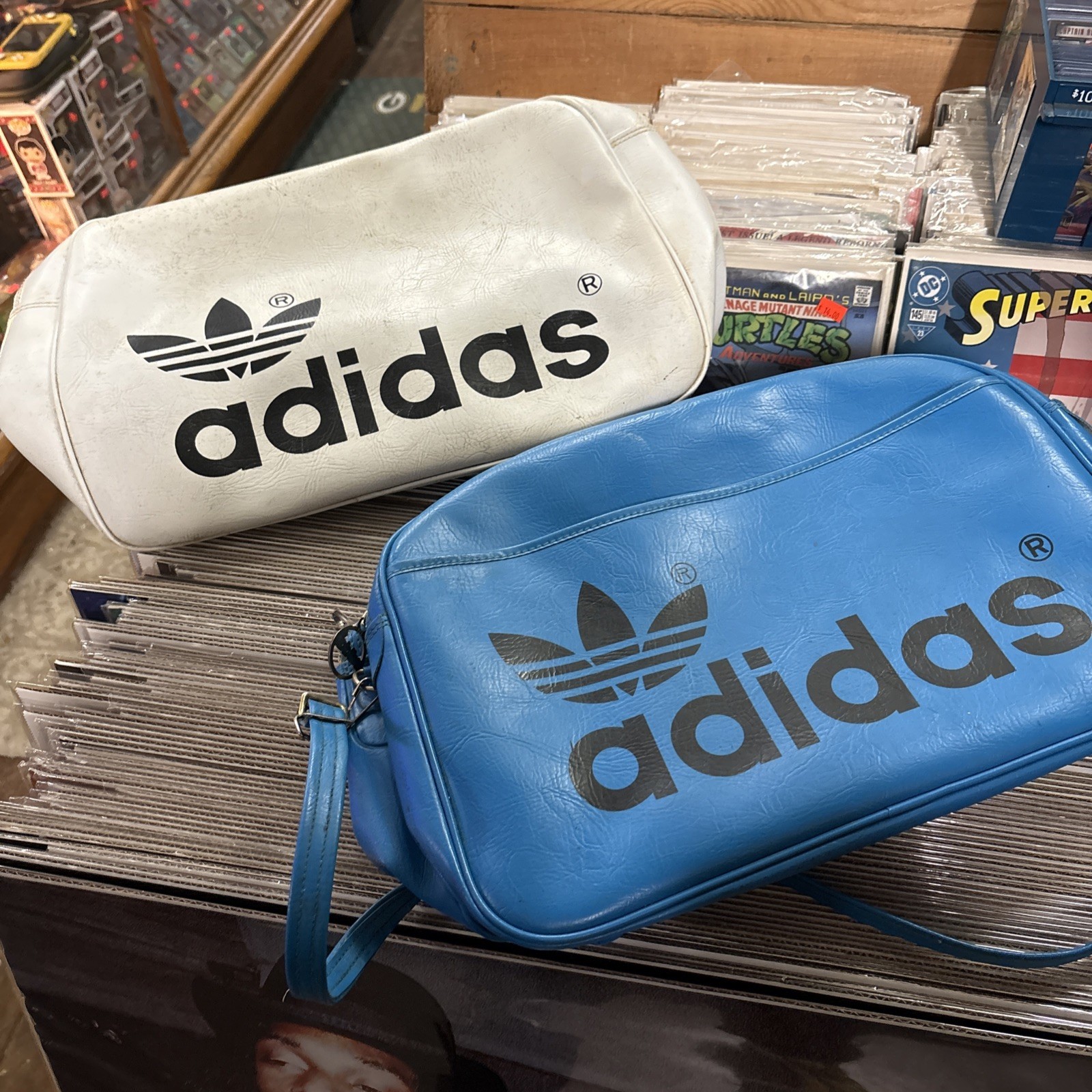 Lot Of 2 Adidas 70s/80s Duffle Bags Blue White Rare Fast Shipping