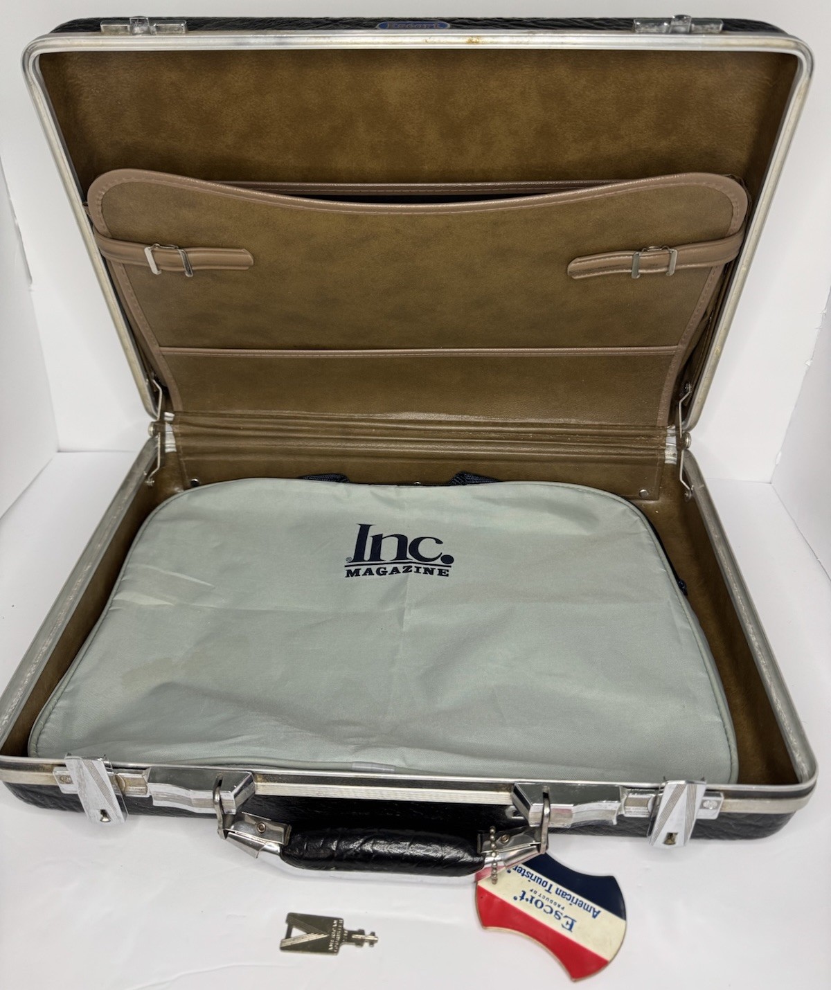 VTG MCM 1960s American Tourister Escort Black Attaché Briefcase With Key