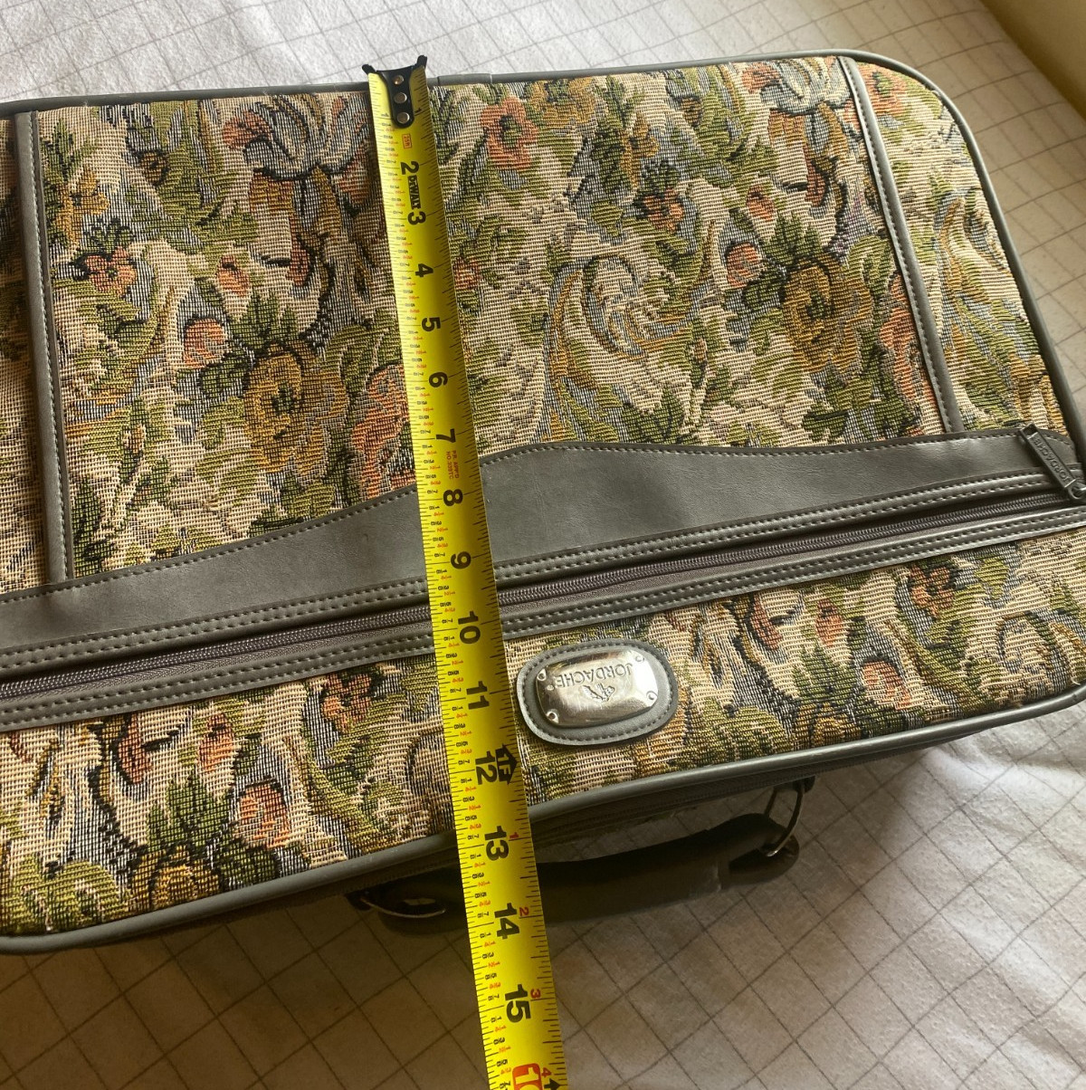 Vintage Jordache floral tapestry carry on suitcase travel bag luggage