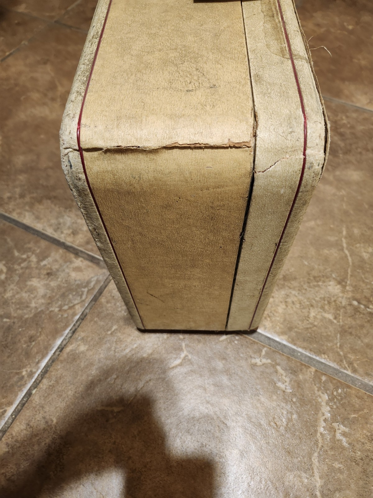 “VINTAGE” Hard Shell Tan/Cream/Bone Luggage (11″ × 16″) No Key