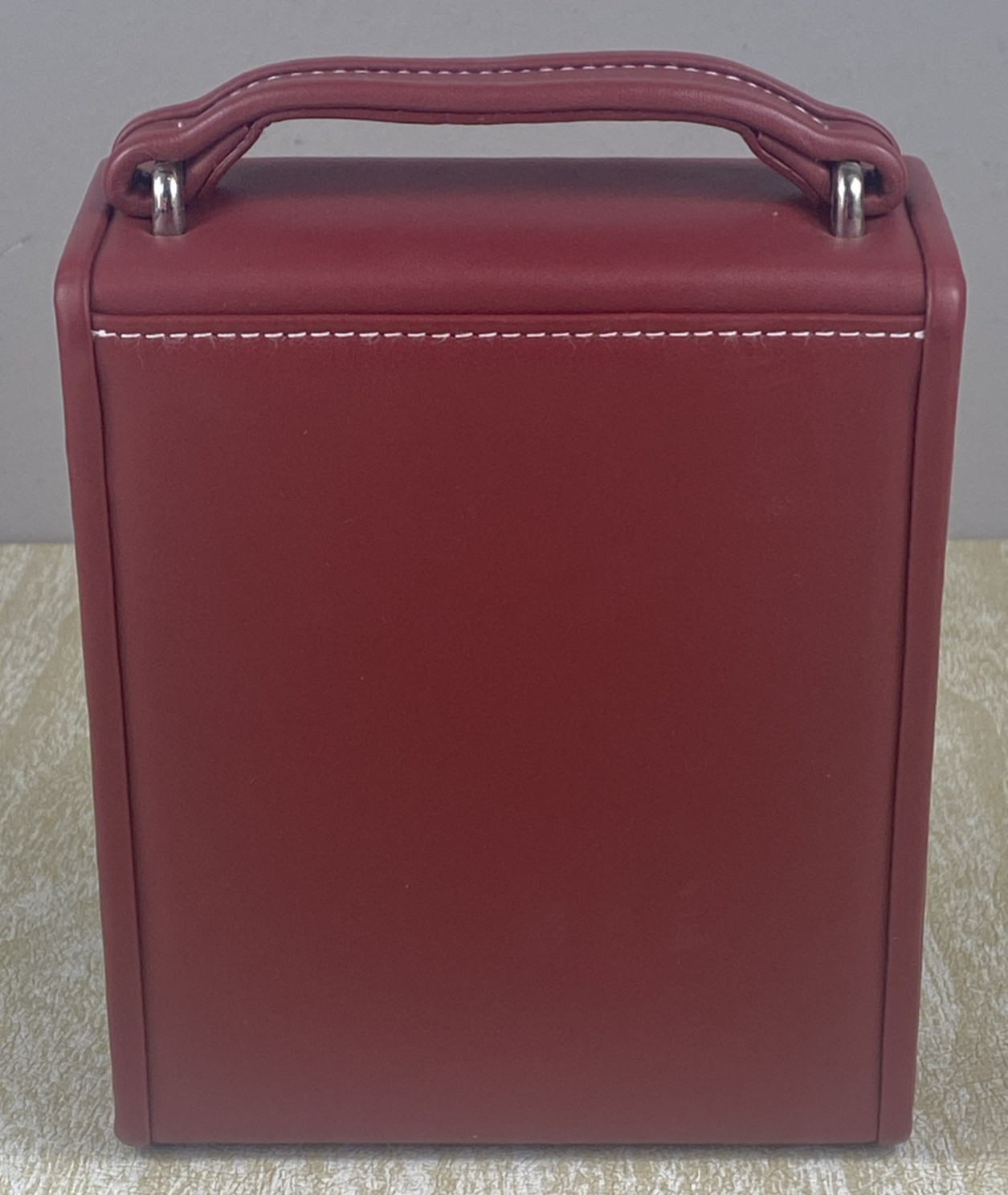 Mary Kay Red Leather Jewelry Travel Case Vintage RARE Mirror & Handle