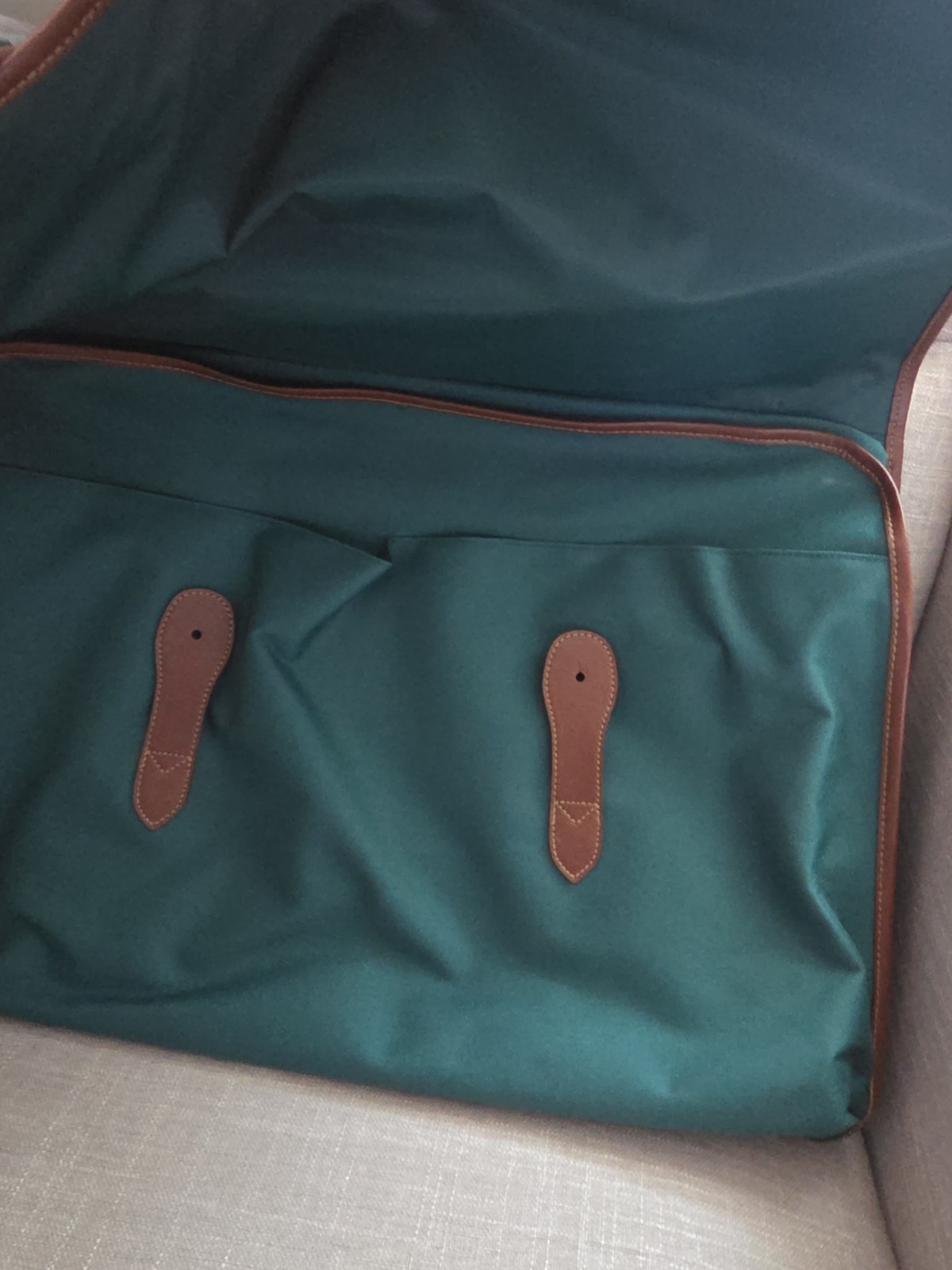 Vtg Polo Ralph Lauren 2pc Travel Bag Set Green Canvas Duffel Messenger Luggage