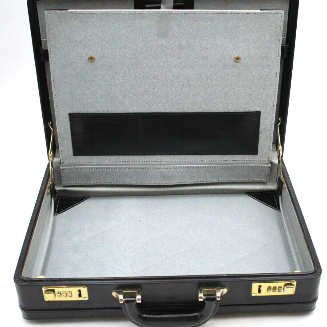 Vintage Padded Black Briefcase Hard Shell Snap Combination Lock 000 Very Clean