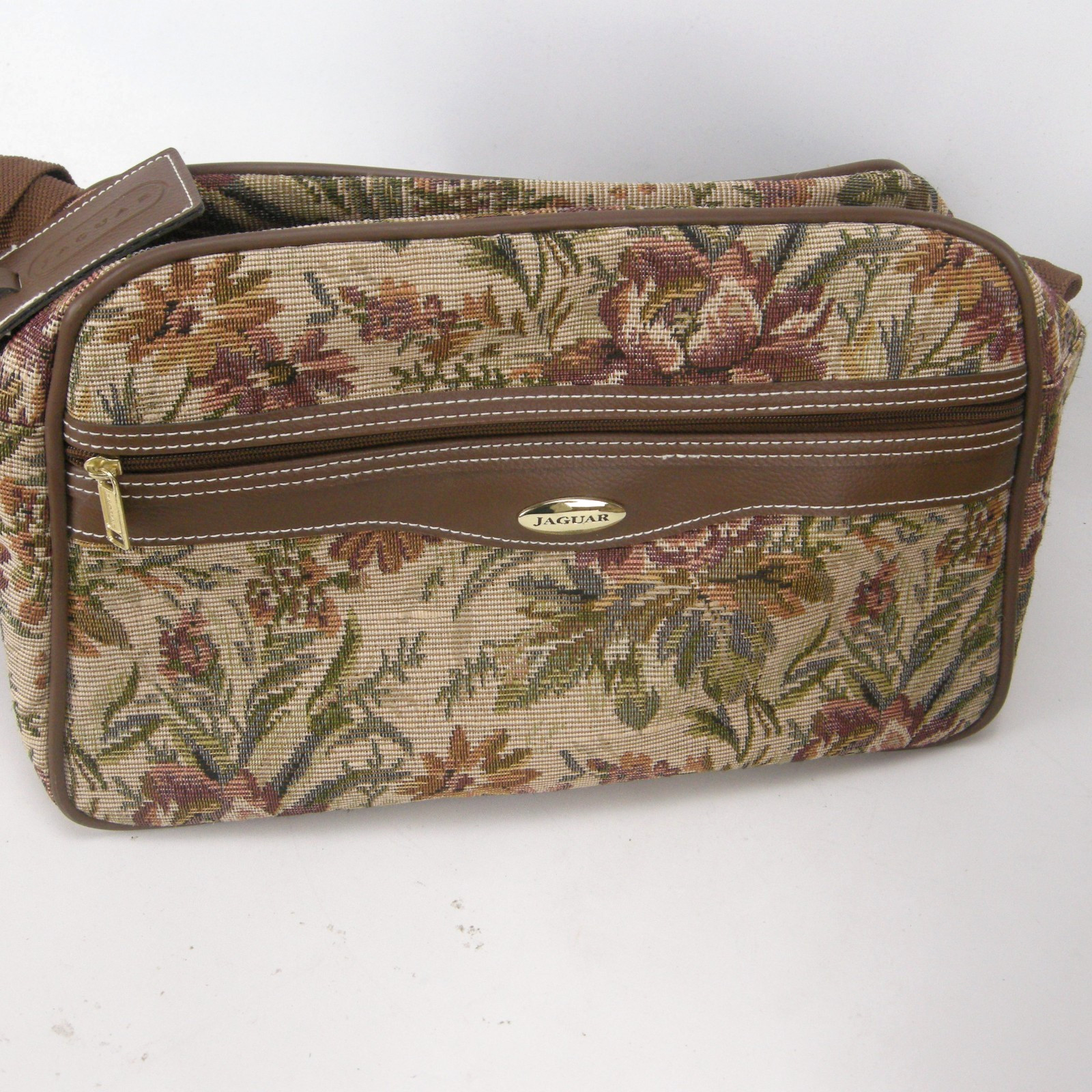 Jaguar Luggage Floral Tapestry 2 Piece Luggage Set Weekender Carry On EUC