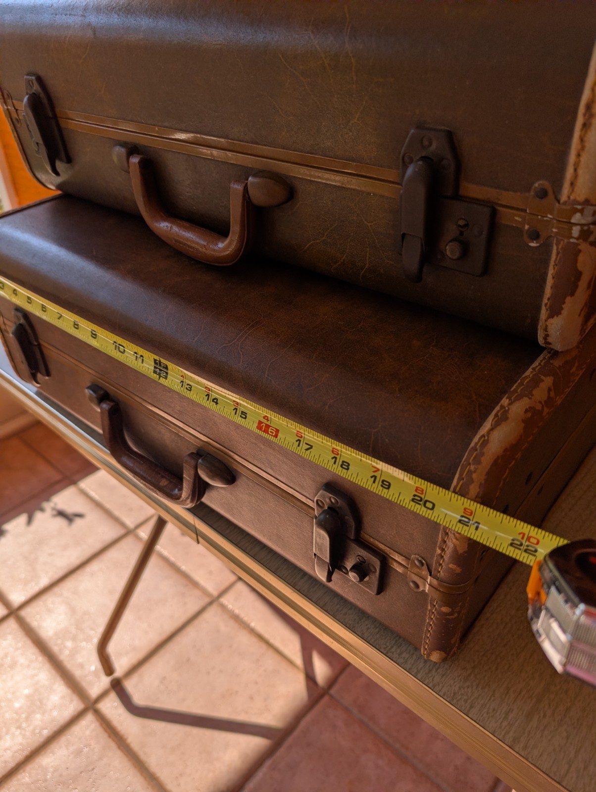 Vintage Samsonite Shwayder Bros Brown Luggage Set 1940s 50s Hanging Fixture Pan
