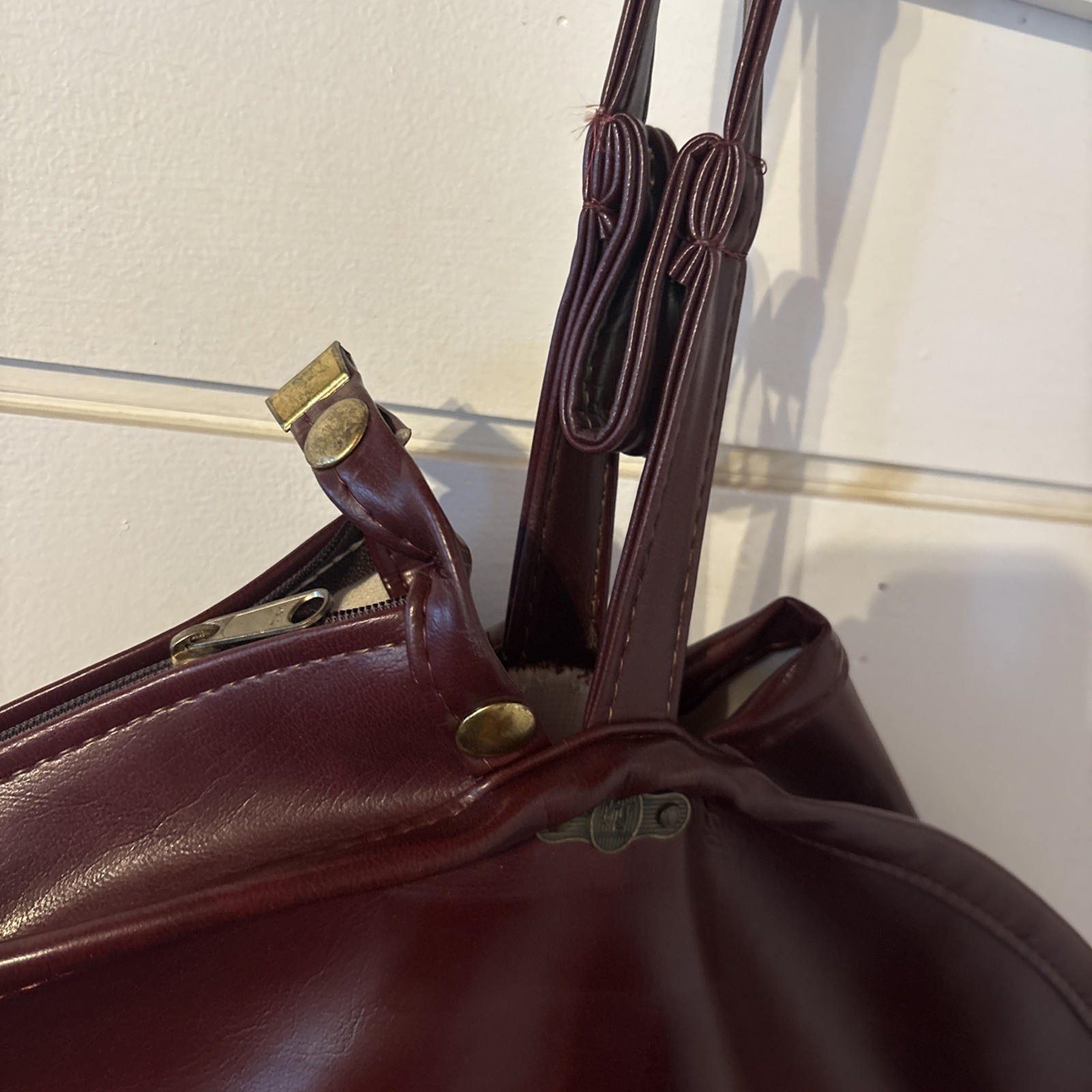 Lot Set FS Vintage Luggage Suit Carrier and Travel On Bag Red Maroon