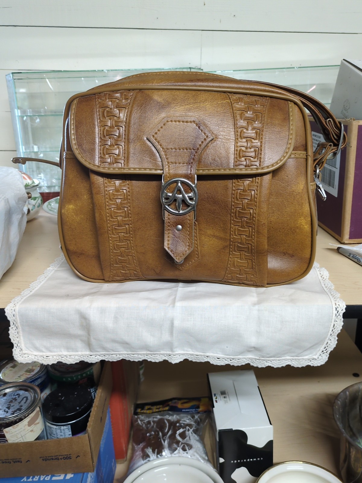 American TOURISTER1970’S Leather Carry On Bag Travel Luggage With Key And Tag