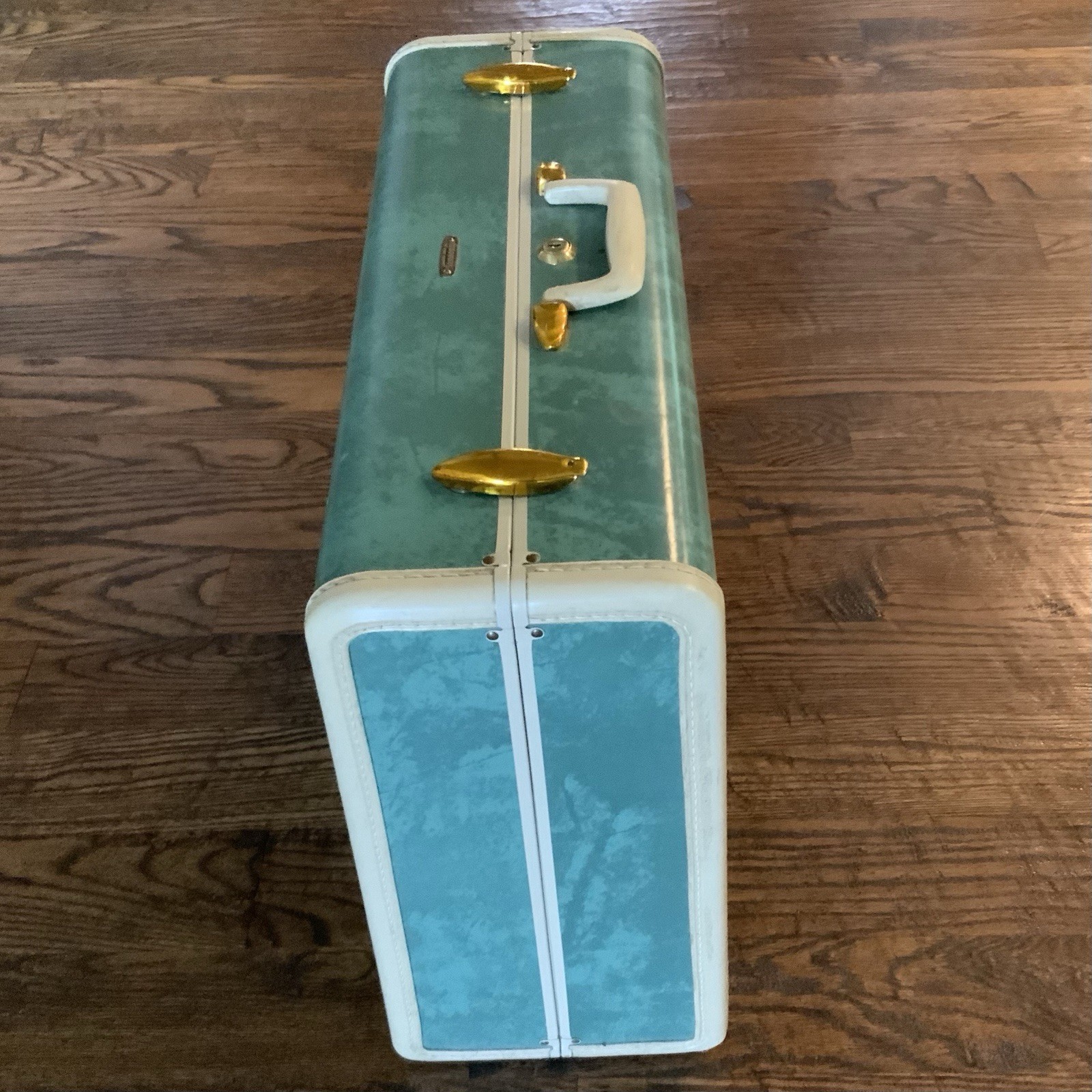 Vintage 1950s Samsonite Suitcase Bermuda Green Marbled 21″ Big Schwayder Luggage