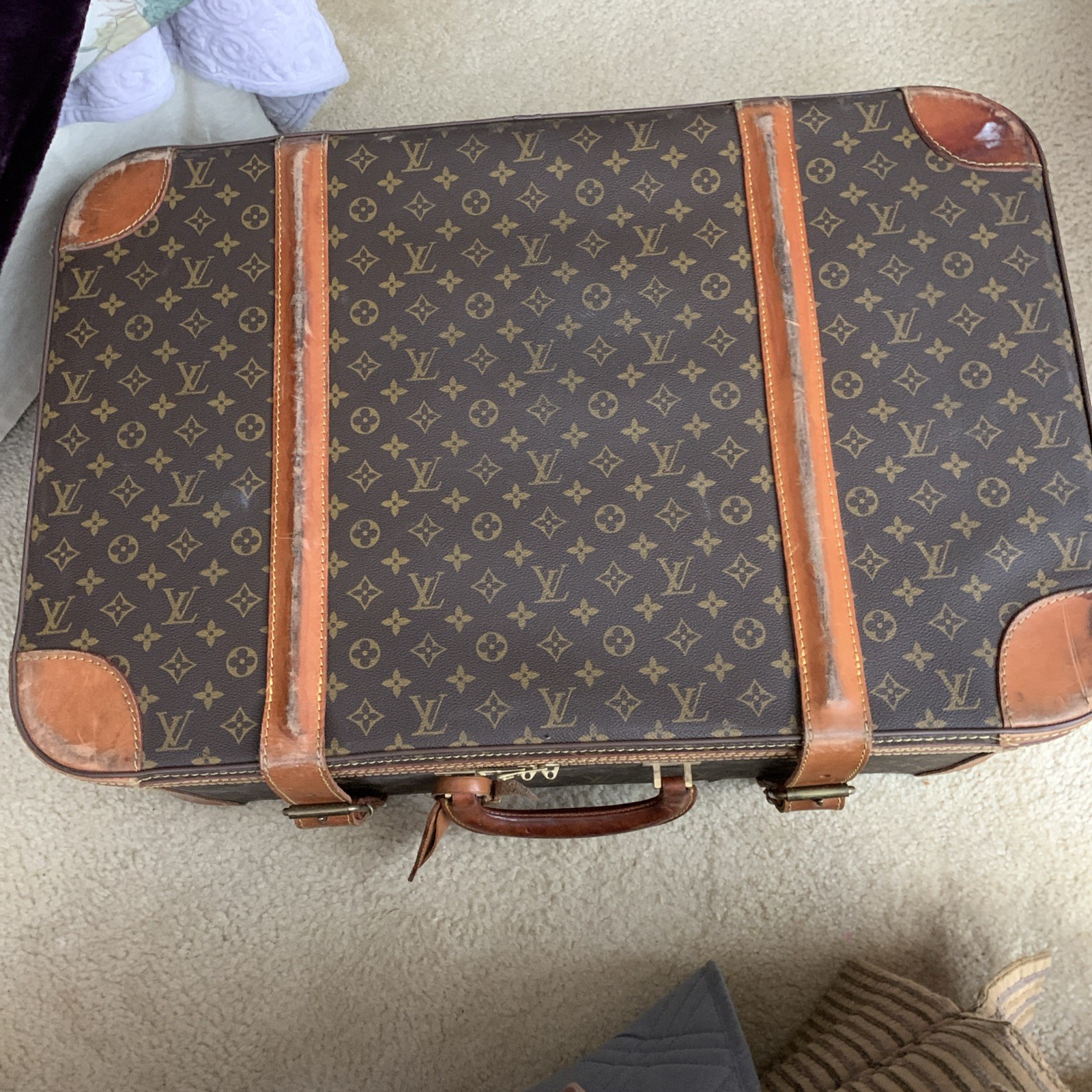 Auth Vintage Louis Vuitton Monogram Stratos 60 M23236 Trunk Case W/divider