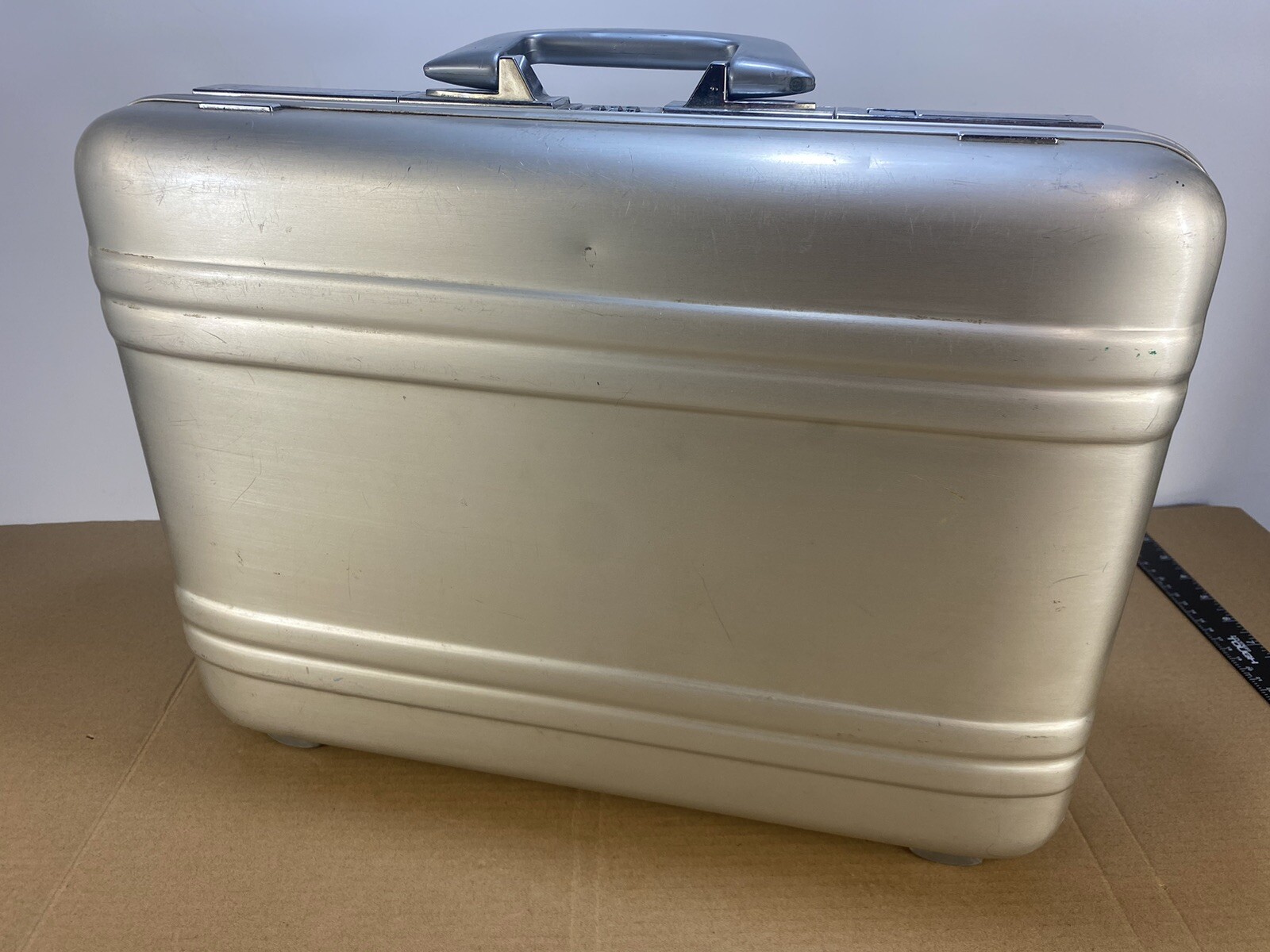 Vintage 80s Space Age Aluminum Briefcase w/ Combination Lock Folder Binder Mod