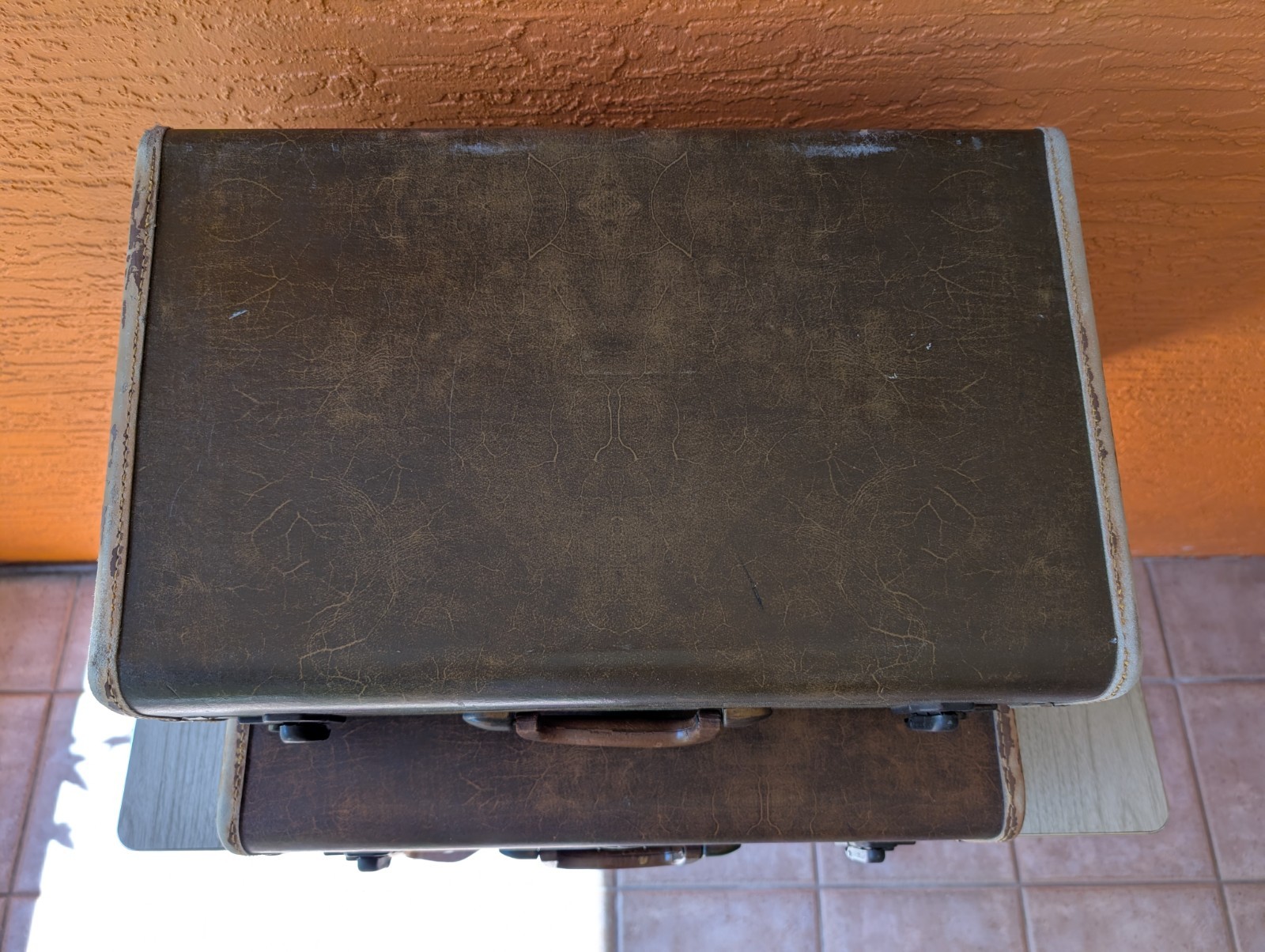 Vintage Samsonite Shwayder Bros Brown Luggage Set 1940s 50s Hanging Fixture Pan