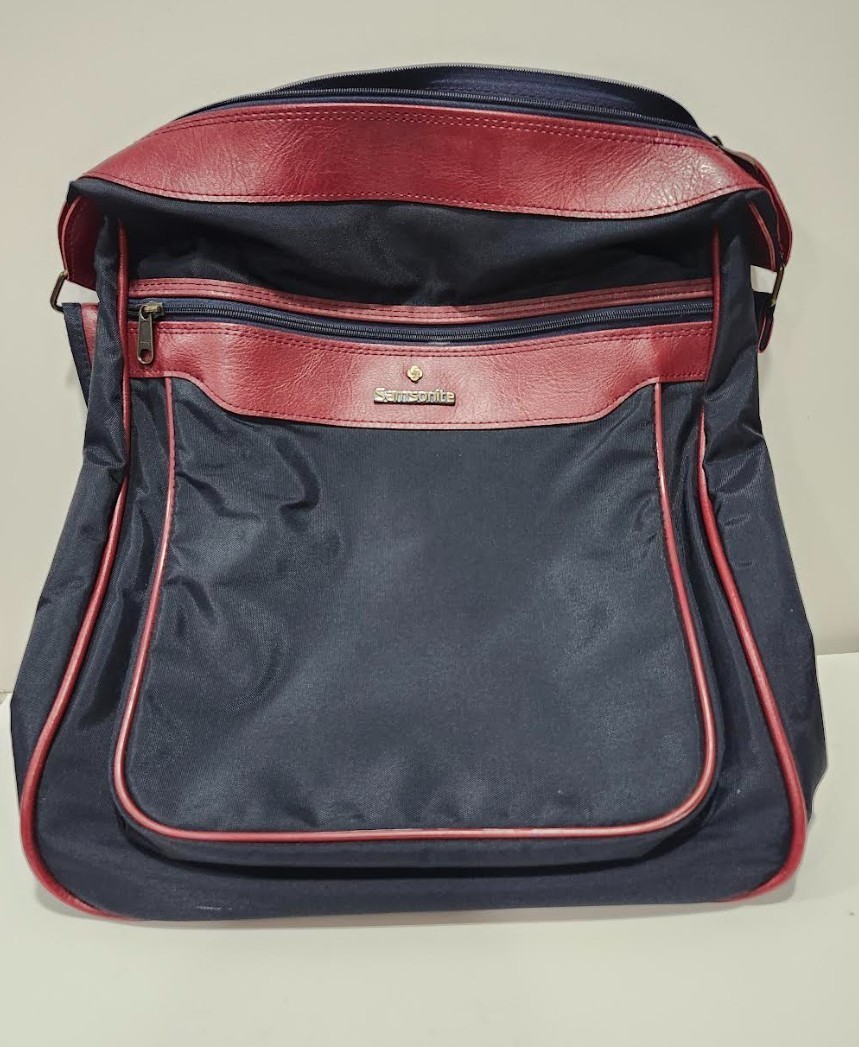 Vintage 1984 Samsonite Easy Paks II Navy/Burgundy Shoulder Strap Travel Bag