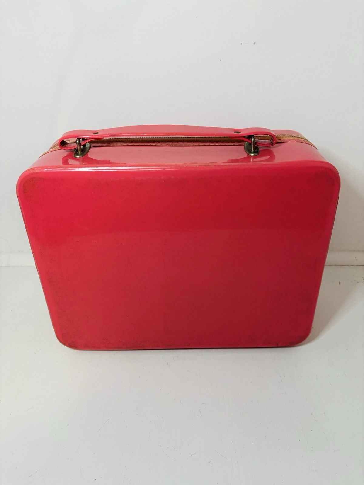Vintage 60s-70s Keene PKG. Bubble Gum Pink Small Patent Suitcase Travel Case Mod