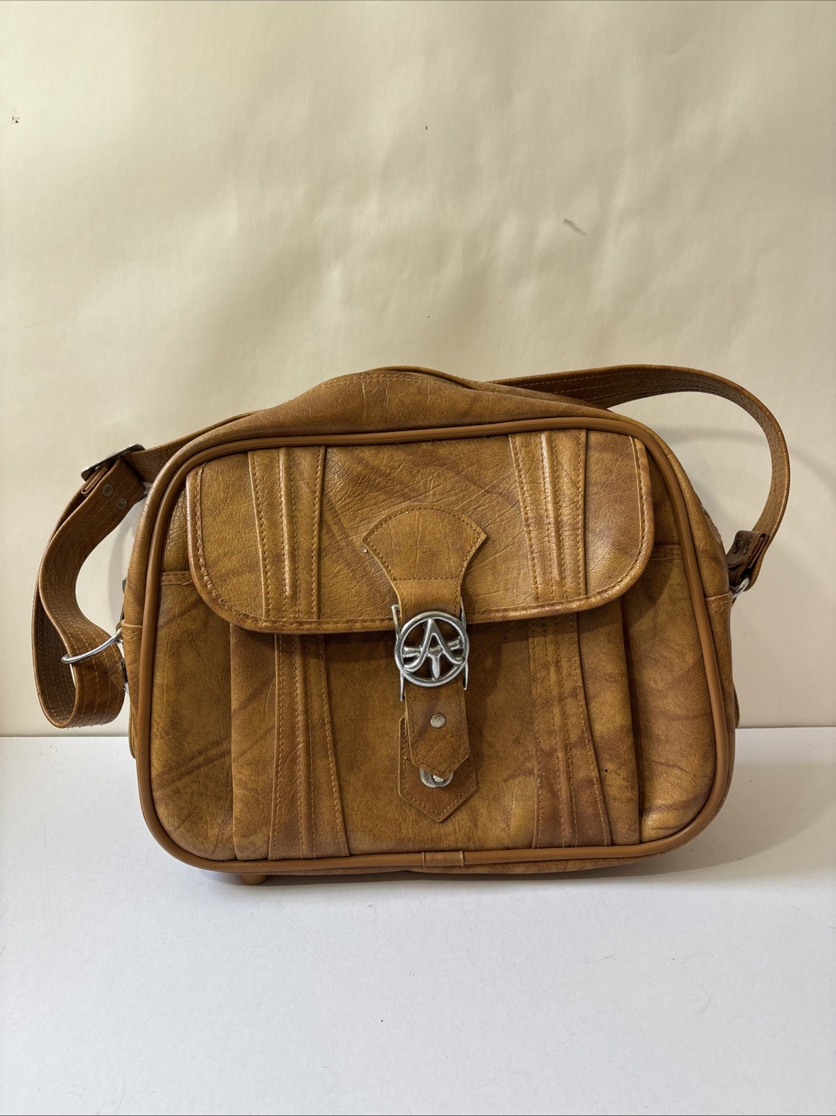 Vintage 1975 Brown American Luggage Works Bag Travel Carry On With Strap